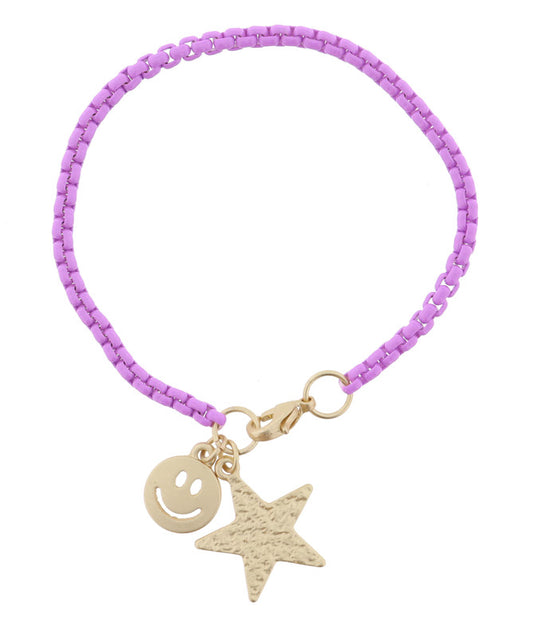 Purple Box Chain Bracelet