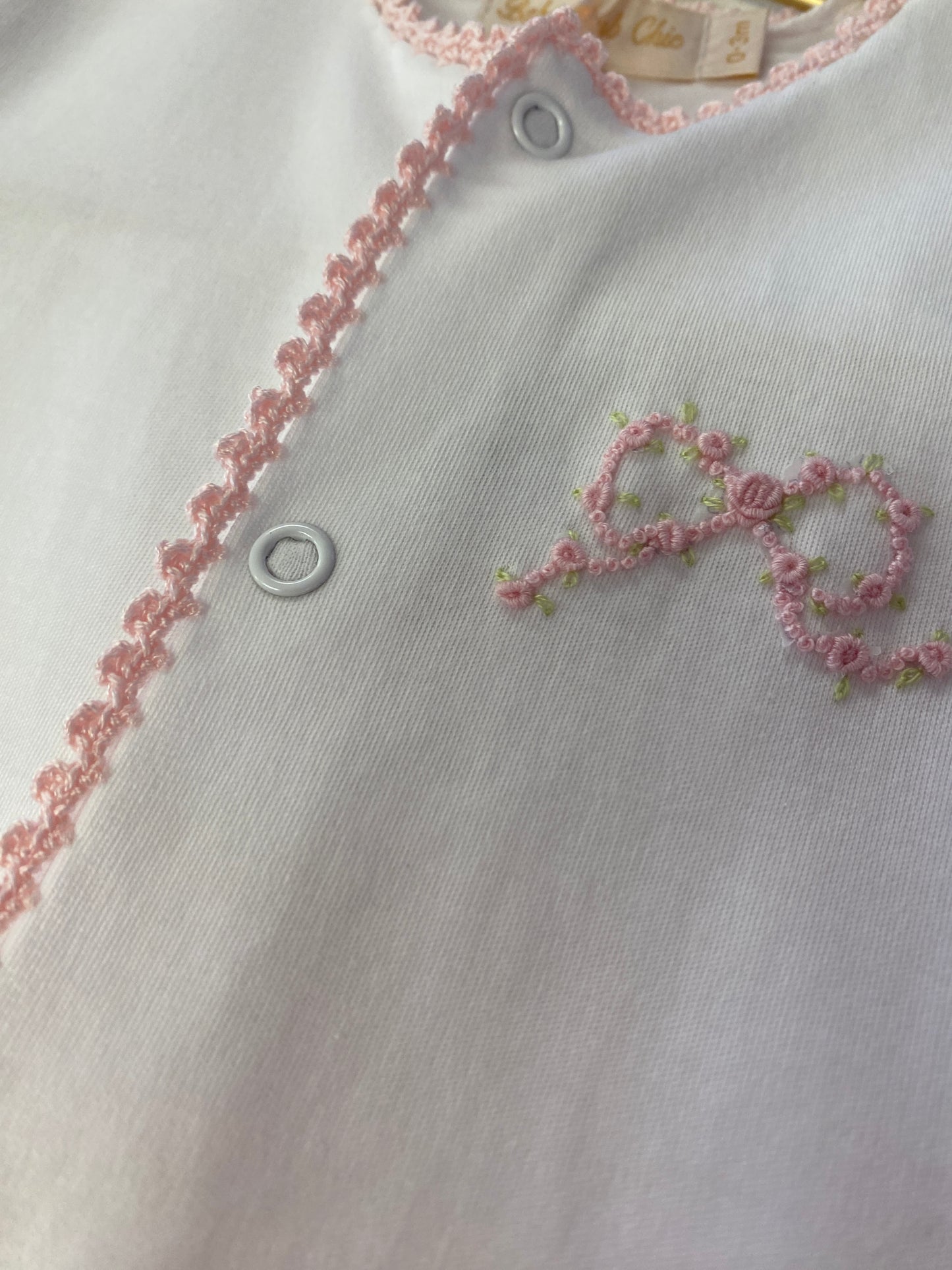 Pretty Bows Embroidered Pink Crochet Trim Converter Gown