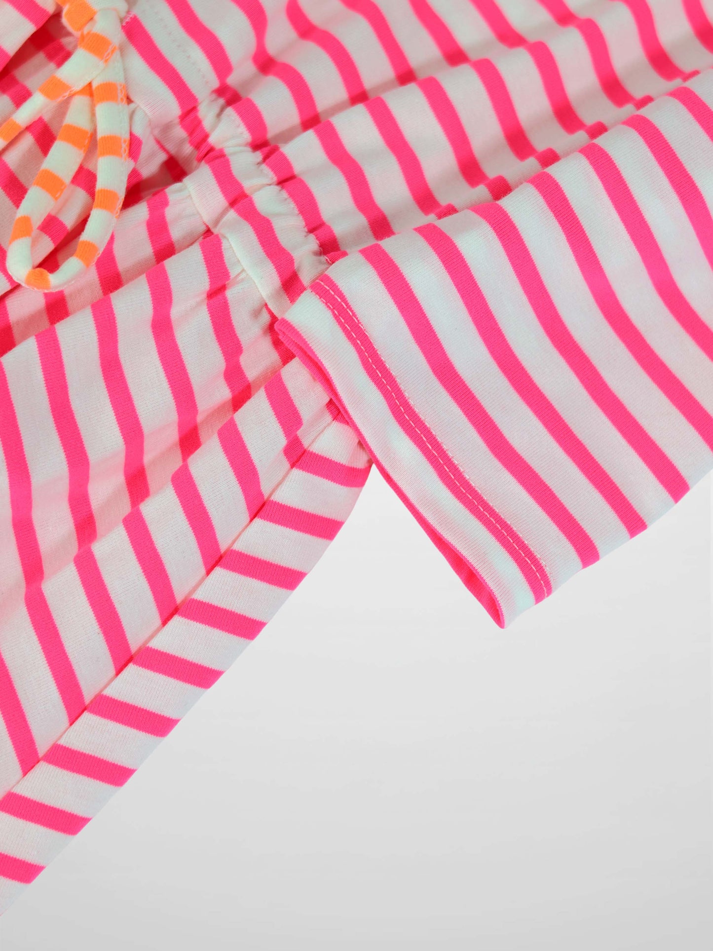 Neon Pink Striped Dress -  3/4 Sleeve