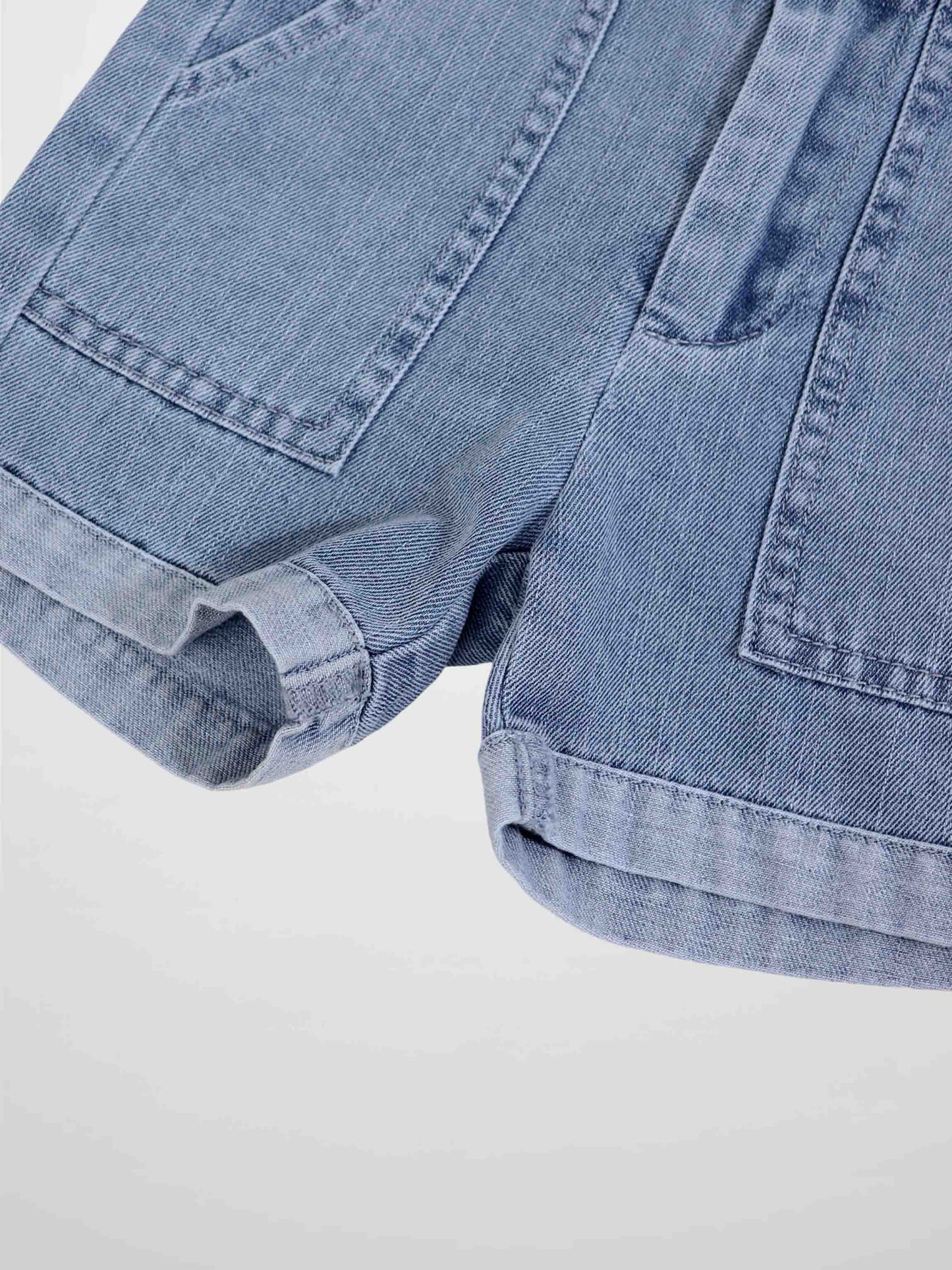 Cuffed Denim Shorts