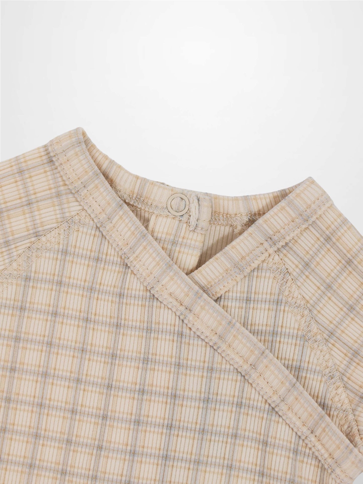 Oatmeal Grid Stretchy - Blue