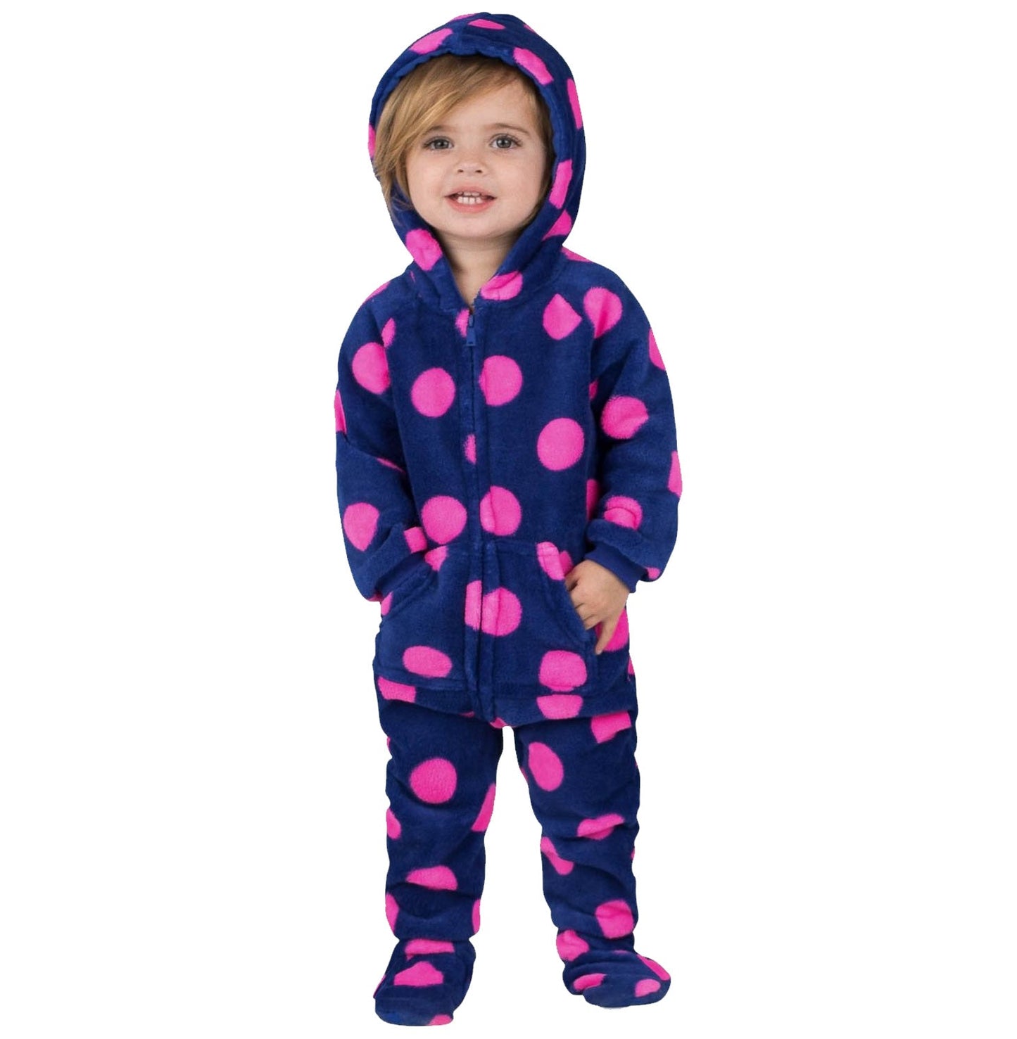 Family Matching Navy Pink Polka Hoodie Chenille Onesie