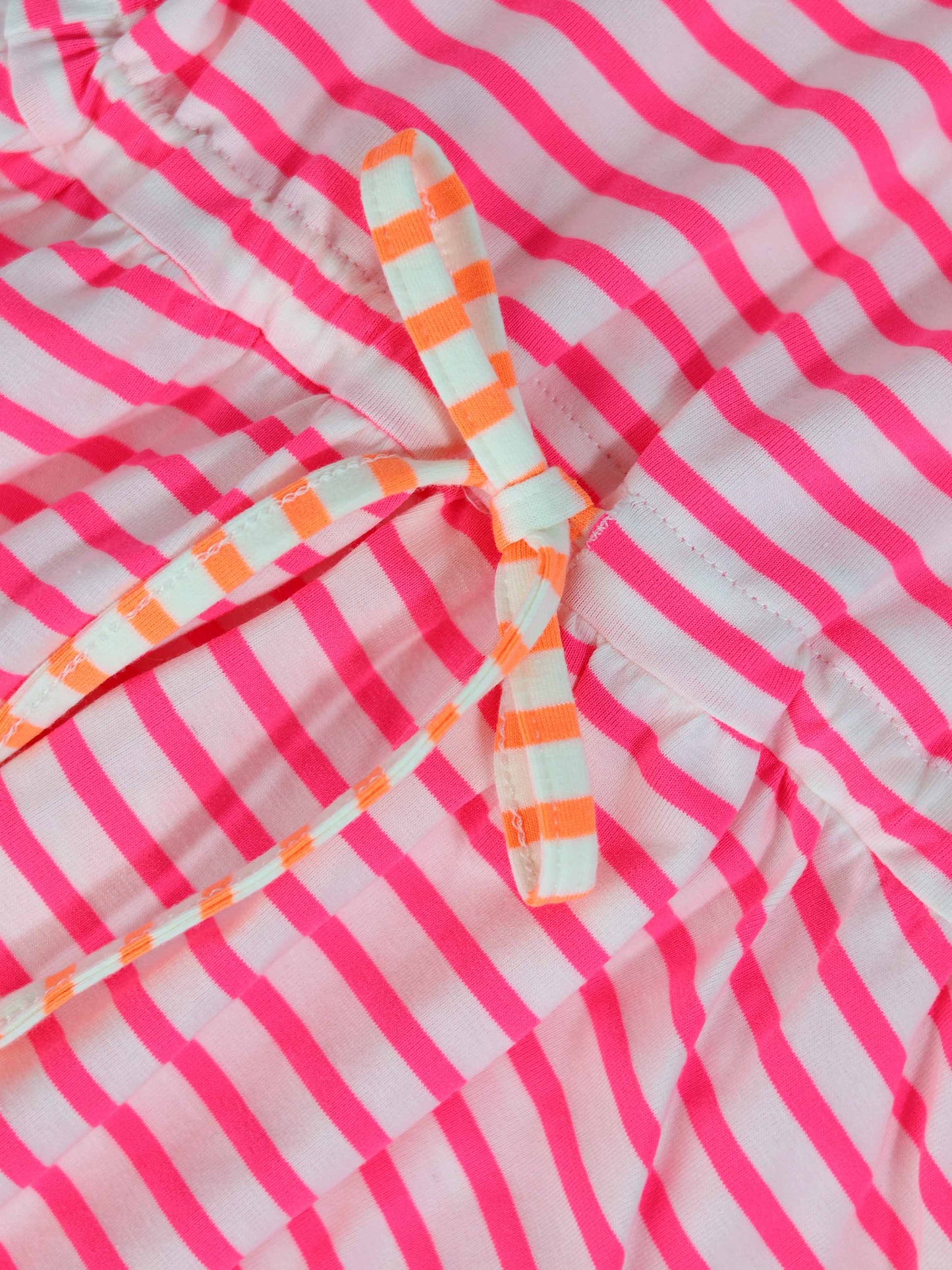 Neon Pink Striped Dress -  Short Sleeve