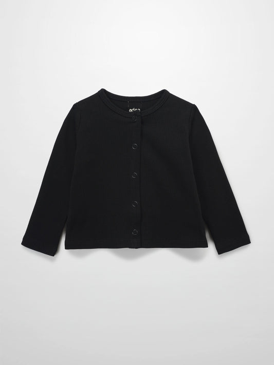 Thin Ribbed Cardigan - Black