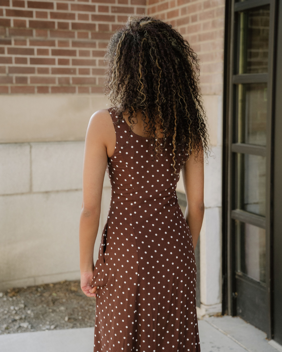 Scottie Polka Dot Print Square Neck Sleeveless Vacation Long Dress