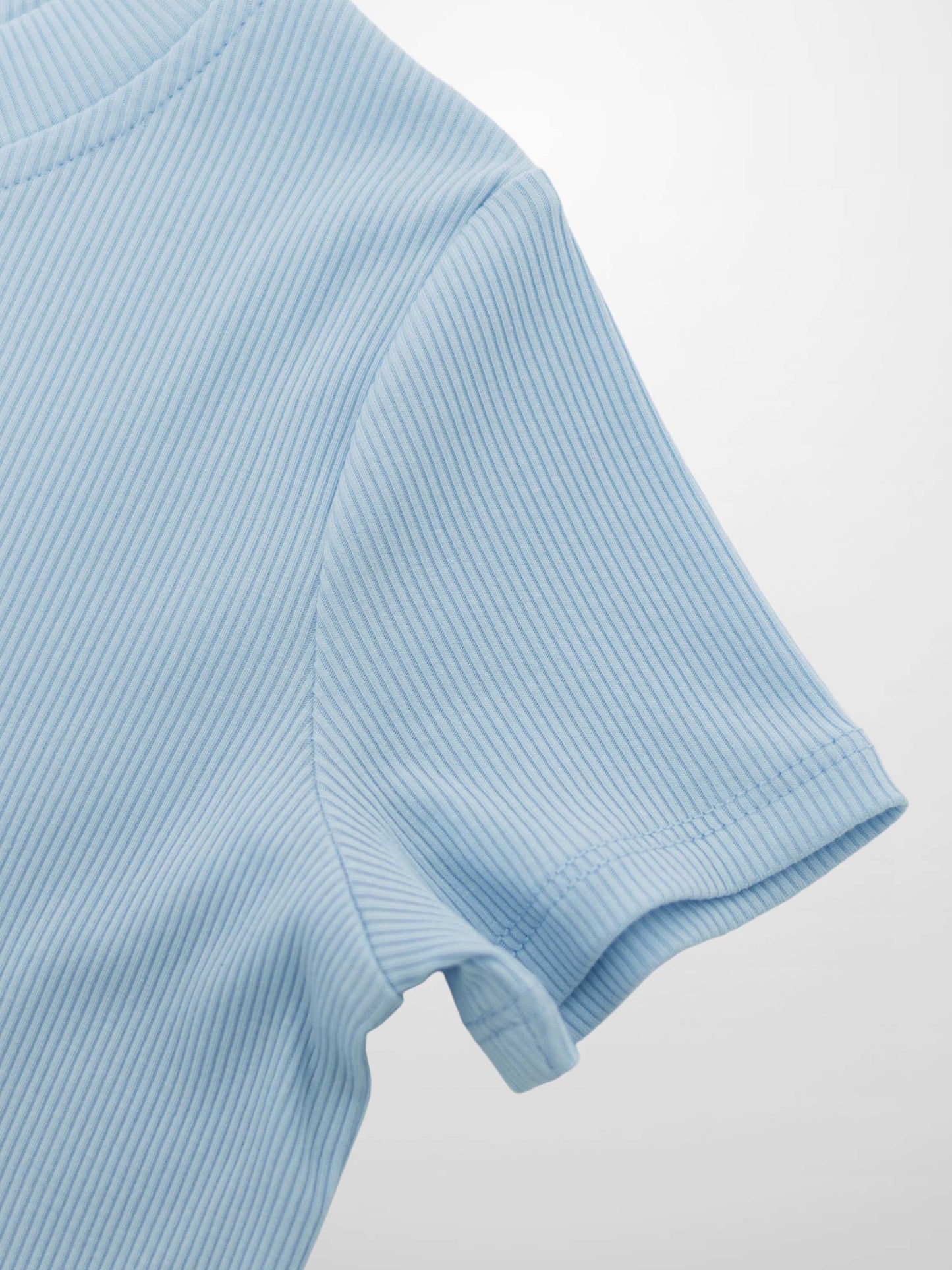 Short Sleeve Boxy T-shirt  & Shorts Set - Light Blue
