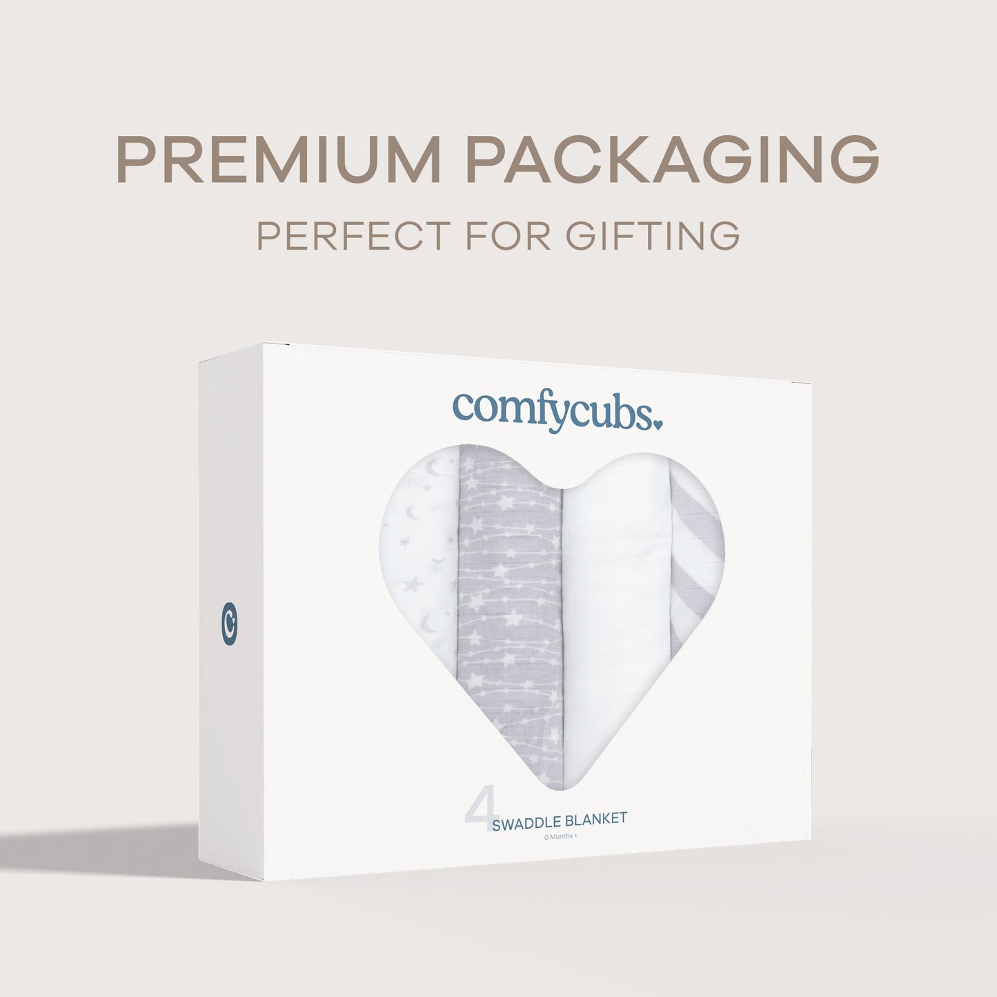 Muslin Swaddle Blankets 47” x 47” in Grey, 4 Pack