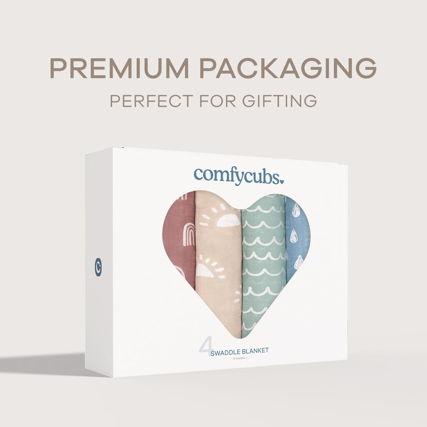 Muslin Swaddle Blankets in Sun, Rainbow, Rain & Doodle, 4 Pack