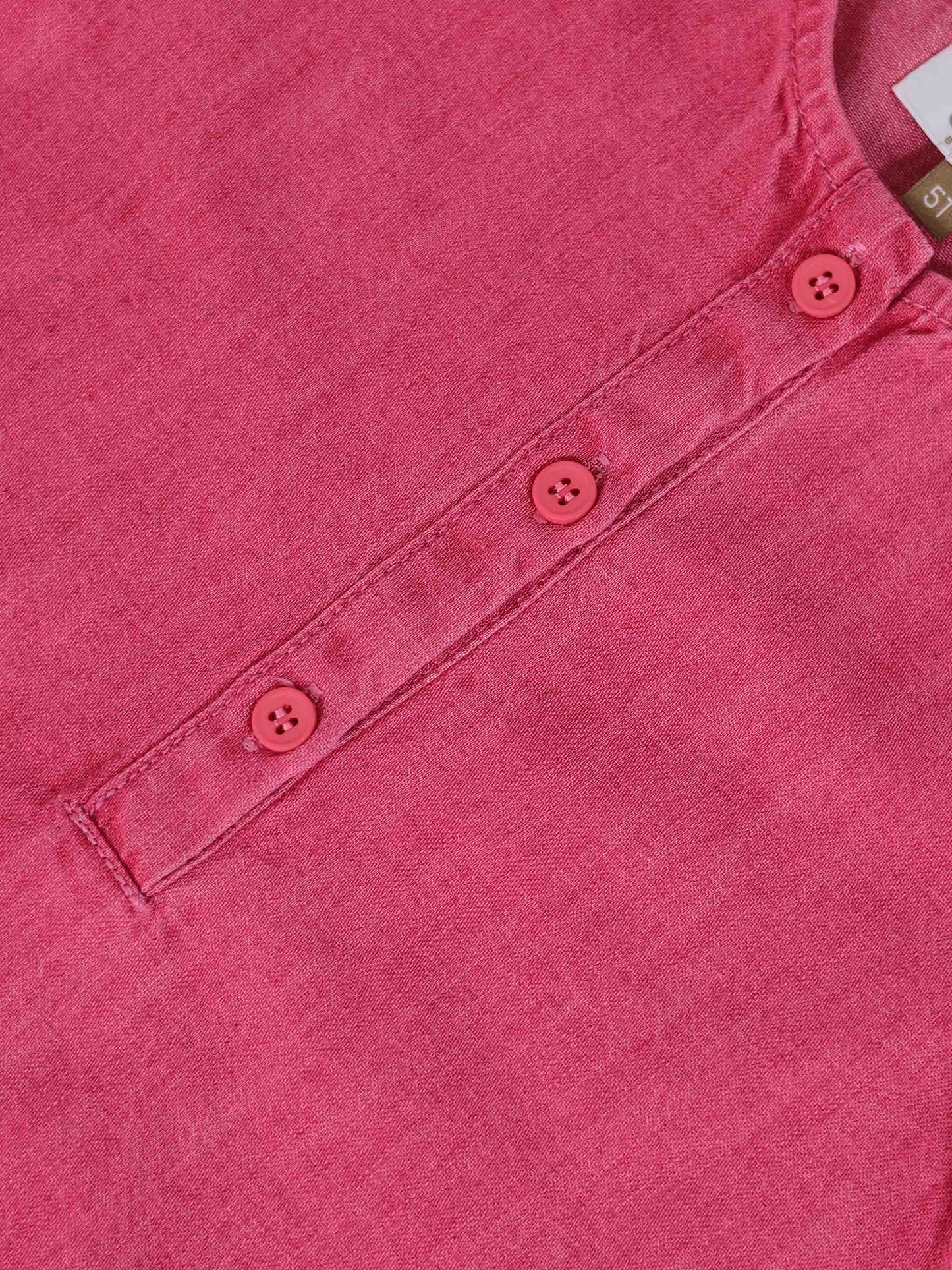 Short Sleeve Henley - Pink Denim