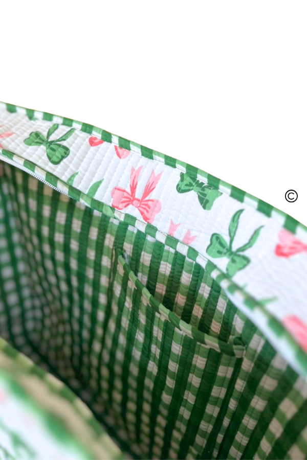 SC - Southern Belle Pink and Green Bow Tote bag