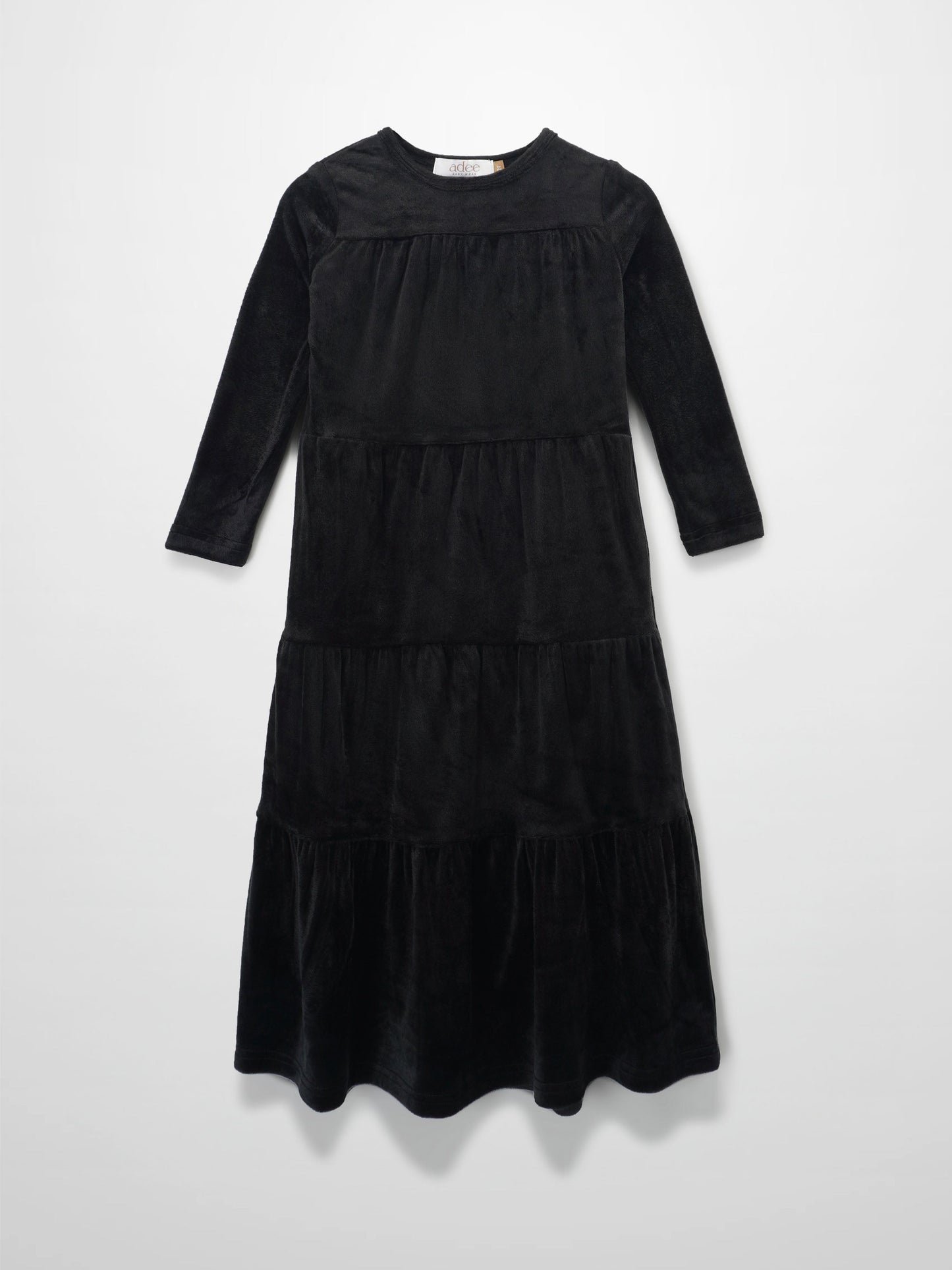 Tiered Velour Robe - Black