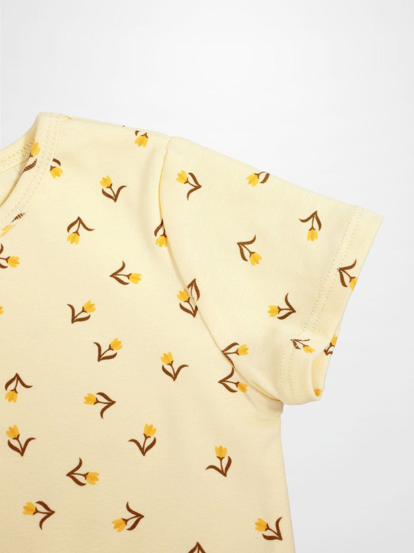 Butter Yellow Tulip Short Sleeve T-Shirt & Shorts Set