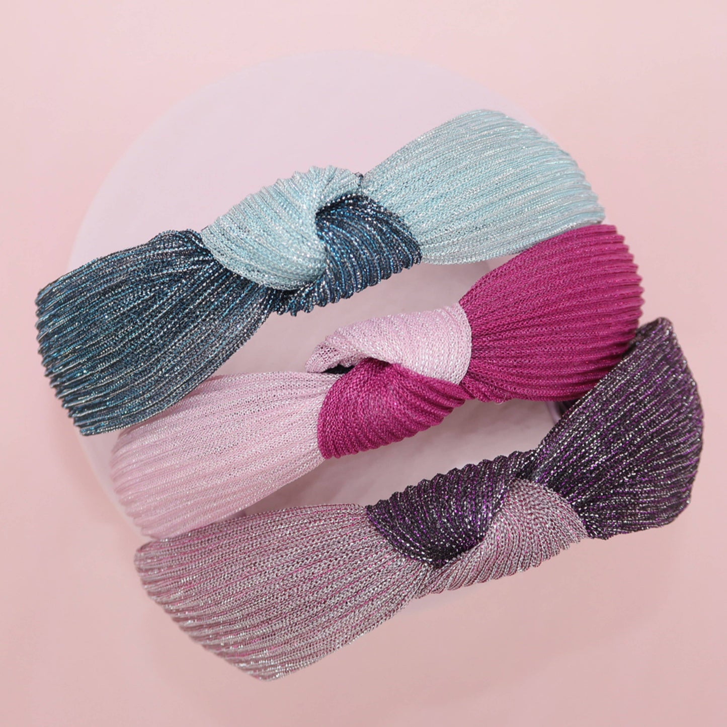 Two Tone Pleated Knot Headbands