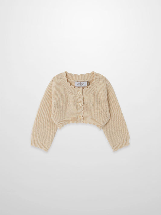 Cropped Cardigan with Lace - Ivory