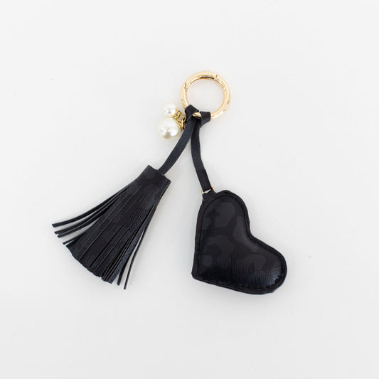 Black Leopard Dusti Rose Heart Keychain - RECENTLY MARKED DOWN - FINAL SALE - WILL BE DISCONTINUED