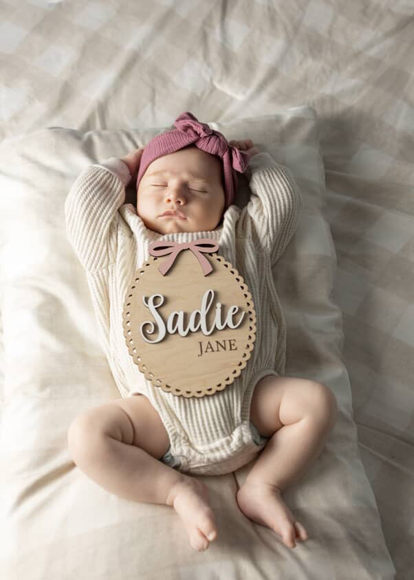 Baby Name Announcement Sign Newborn Girl
