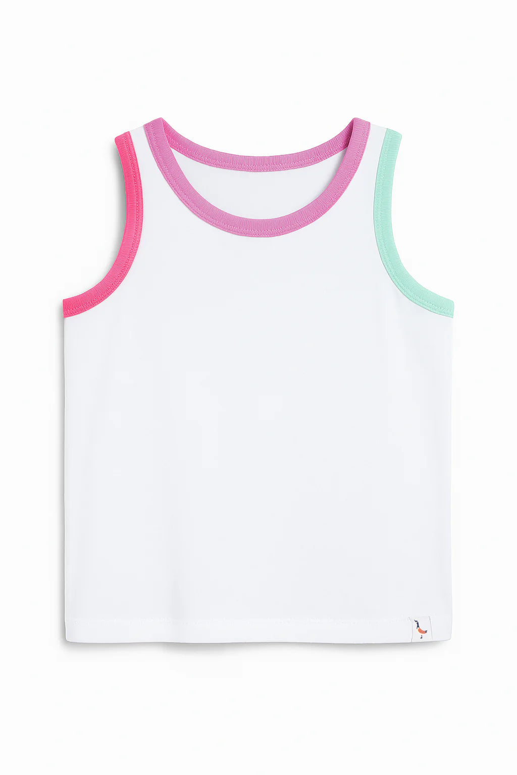 Girls White Contrast Trim Tank Top | Bossier City Kids Boutique Summer Essential