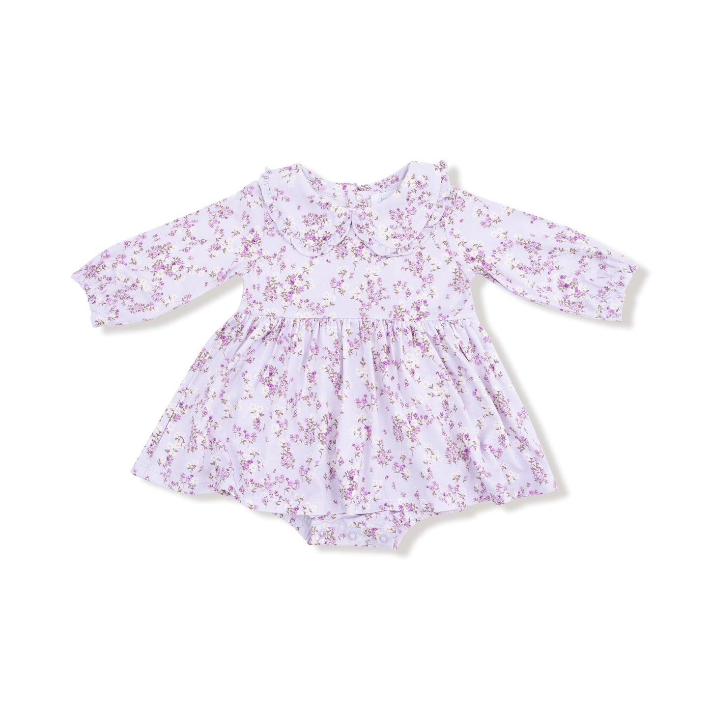 Sweet Dream Florals - Long Sleeve Peter Pan Ruffle Collar Bubble with Skirt