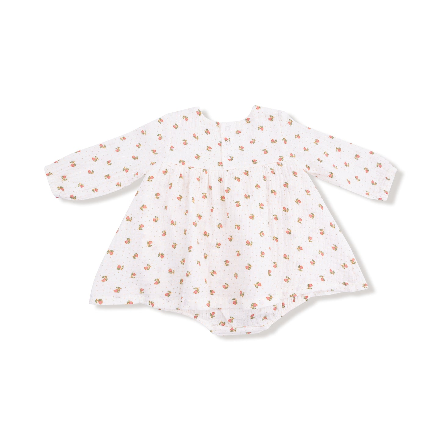 Petite Pointe Fleur - Long Sleeve Smocked Ruffle Bubble with Skirt