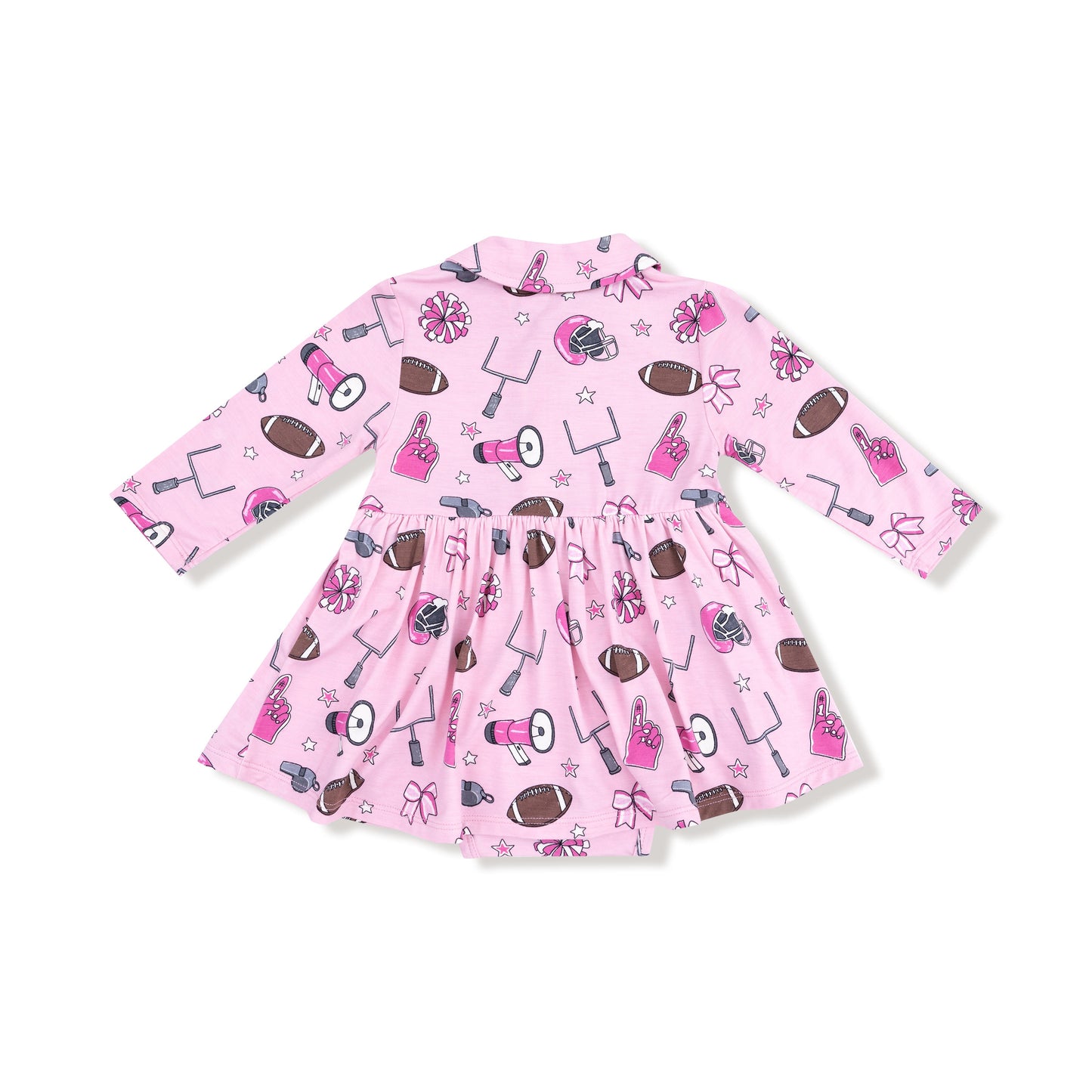 Game Day - Pink - Long Sleeve Polo Bodysuit Dress