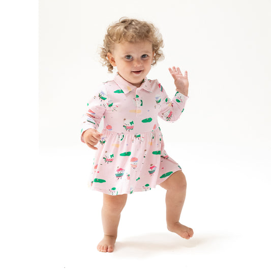 Long Sleeve Polo Bodysuit Dress
