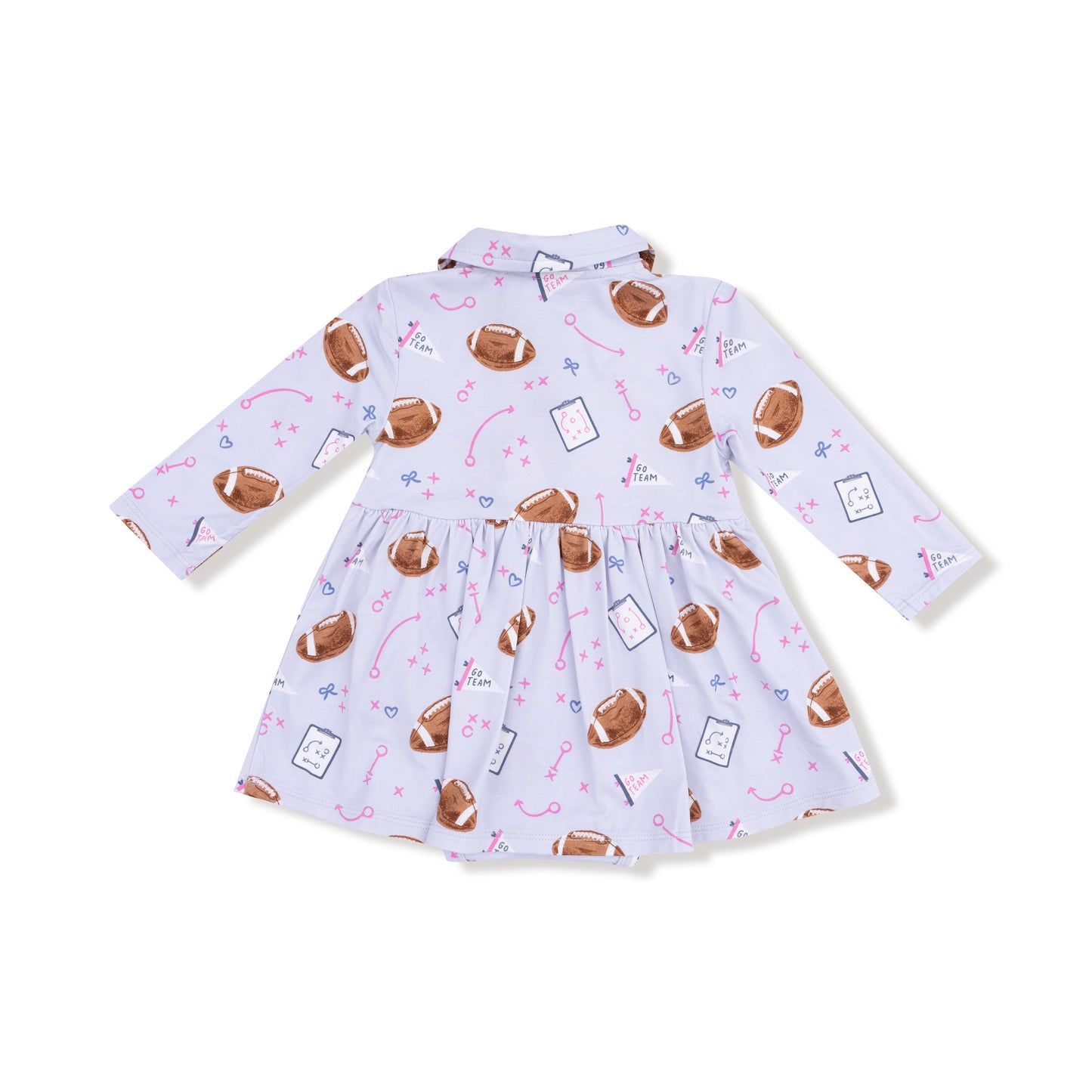 Touchdown Time - Lavender - Long Sleeve Polo Bodysuit Dress