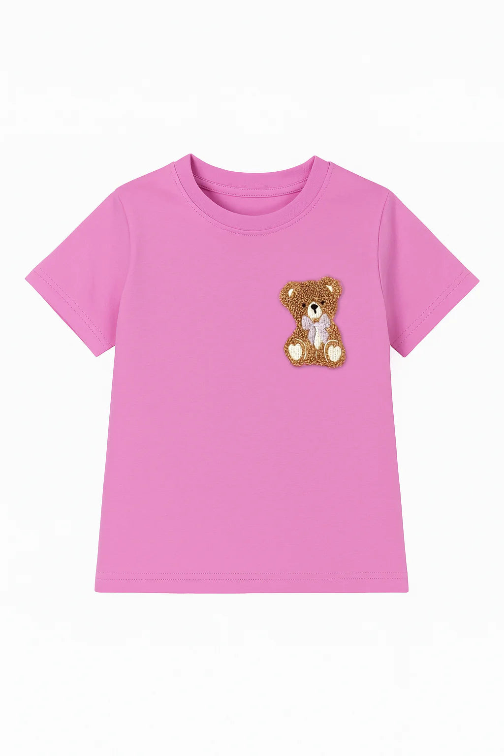Girls Teddy Bear Patch Short Sleeve Tee | Organic Cotton Boutique Top – Bossier City Louisiana