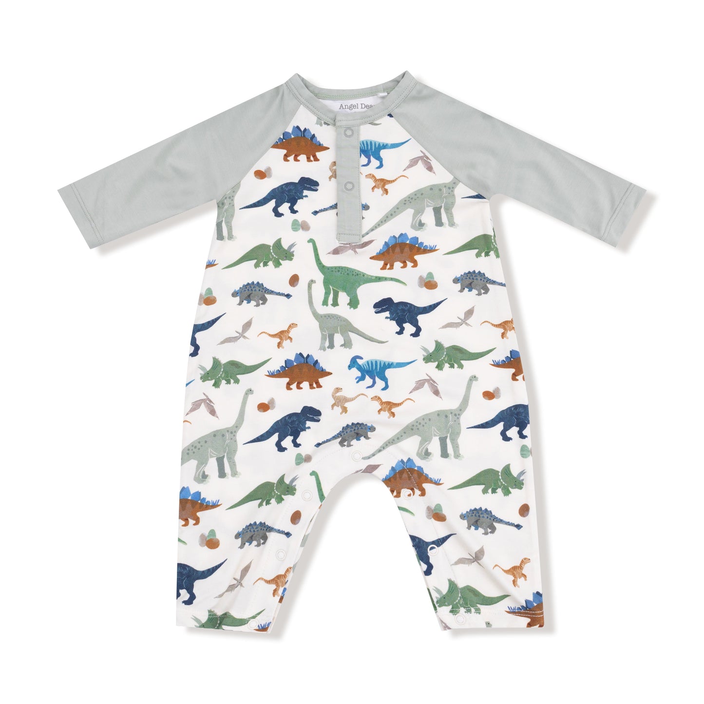 Washy Dinos - Long Sleeve Raglan Henley Romper