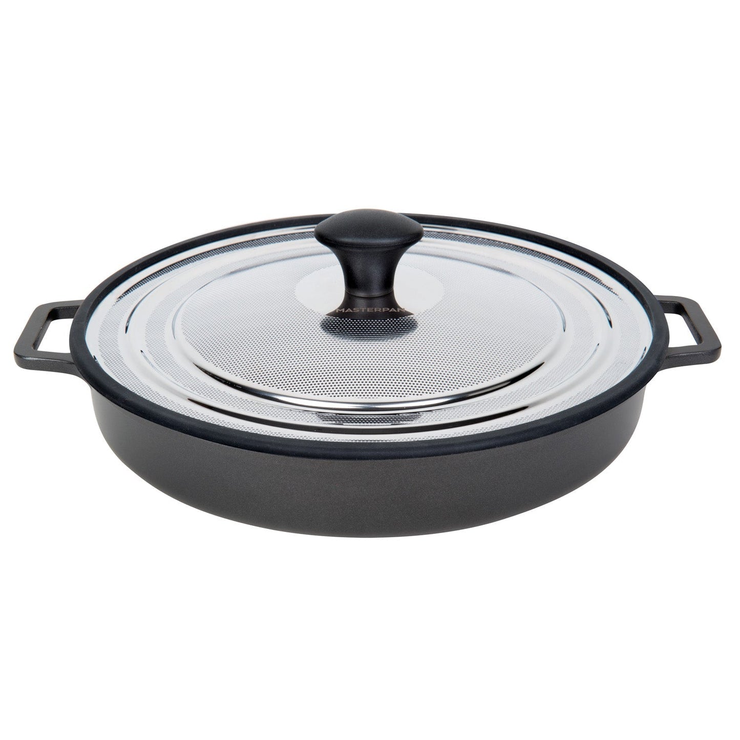MASTERPAN Nonstick Stovetop Oven Grill Pan & Stainless Steel Lid, Black 12" (30cm)