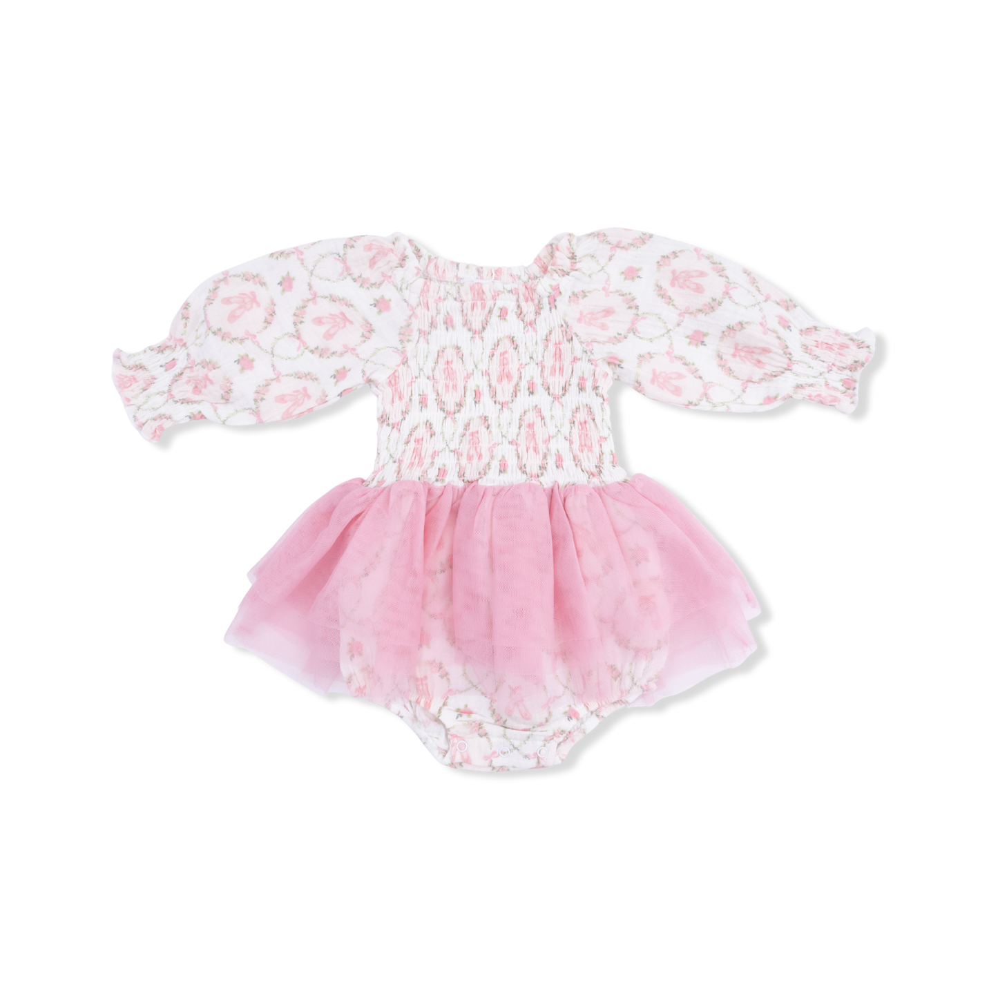 Cameo Ballet Shoes - Long Sleeve Smocked Bubble with Tutu
