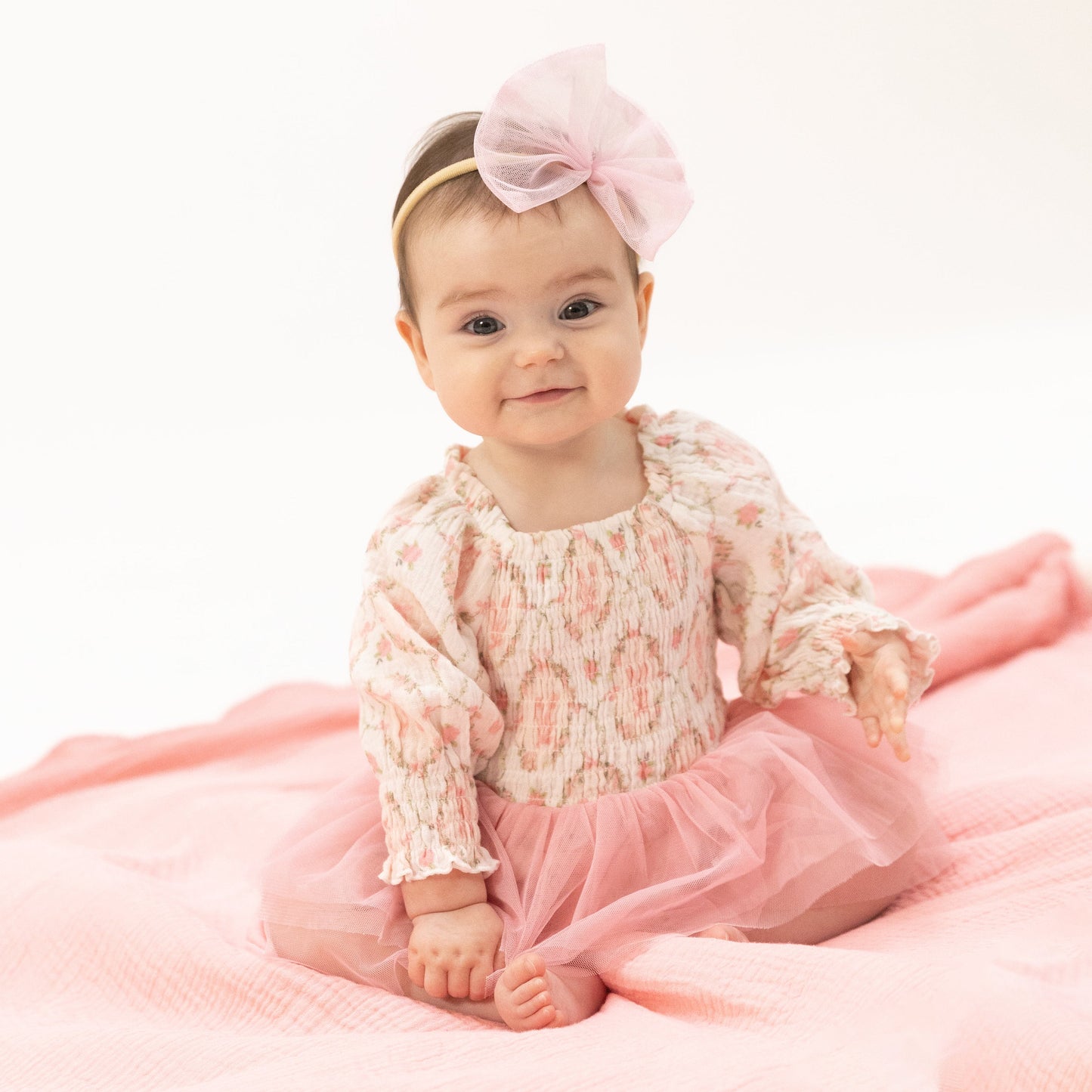 Cameo Ballet Shoes - Long Sleeve Smocked Bubble with Tutu