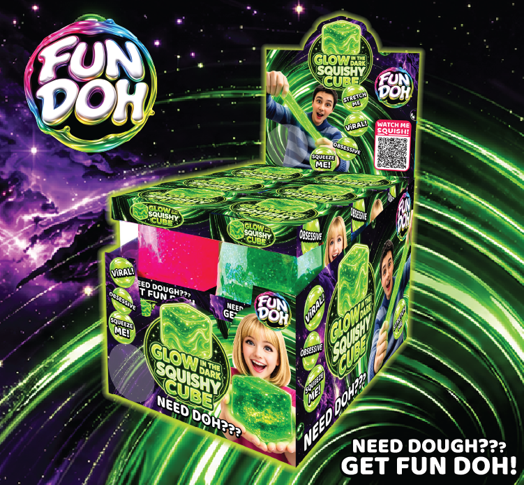 Fun Doh Glow in the Dark Sparkle Cube Squishy | Sensory Fidget Toy