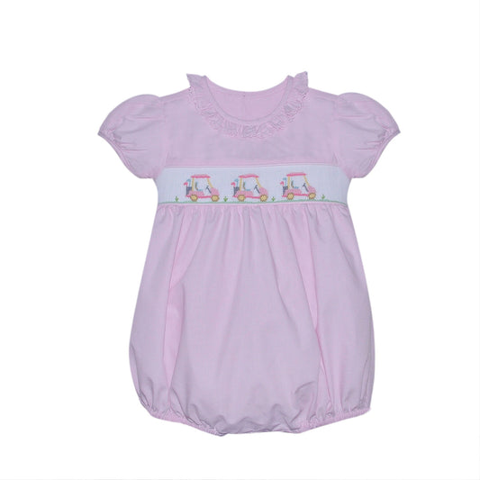 Golf Cart Smocked Bubble – Pink