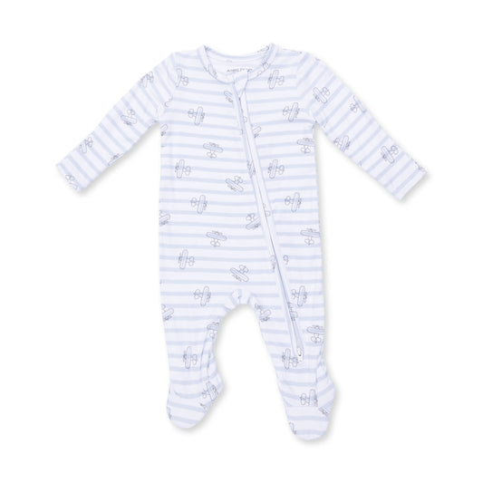 Airplane Stripe - 2 Way Zipper Footie