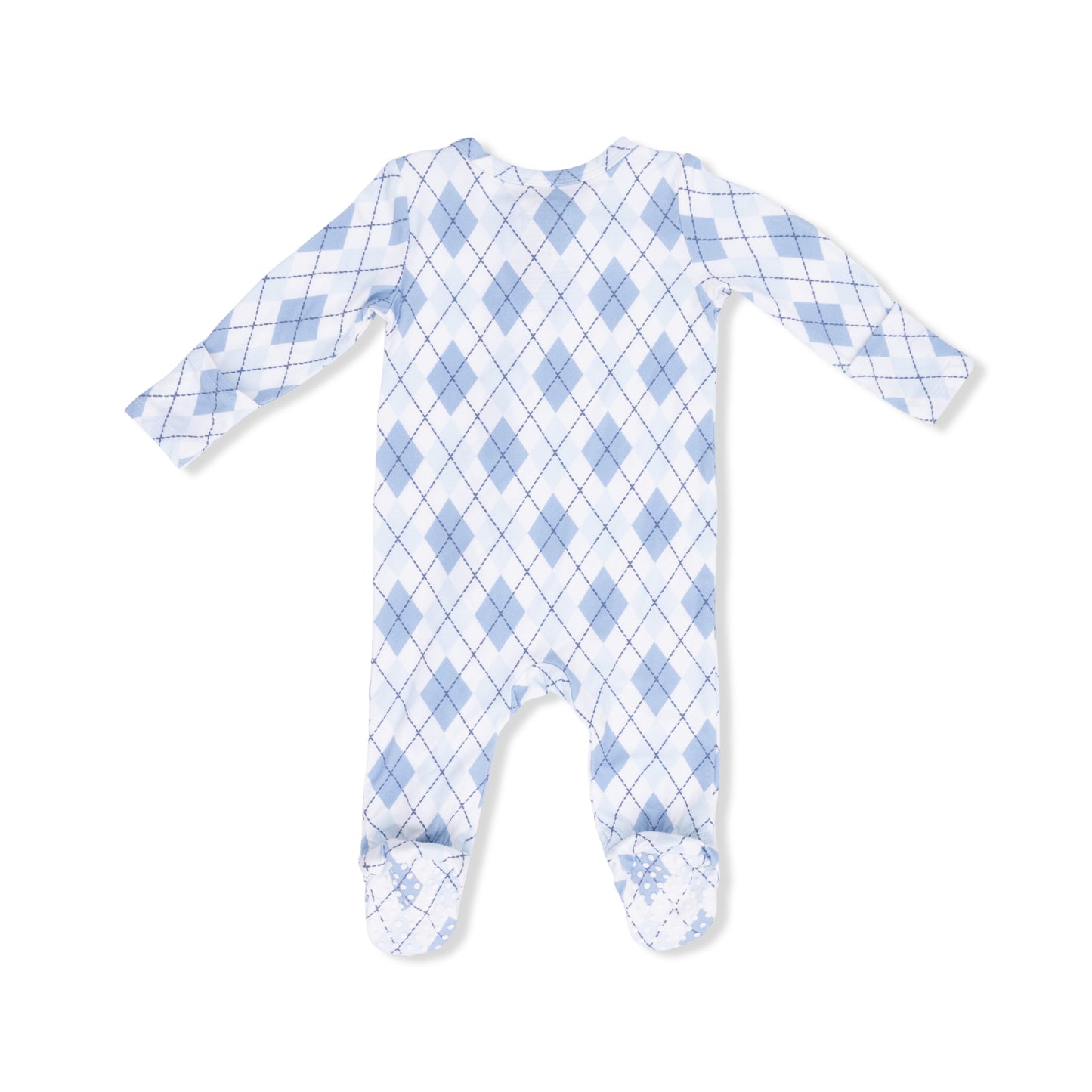 Blue Argyle - 2 Way Zipper Footie