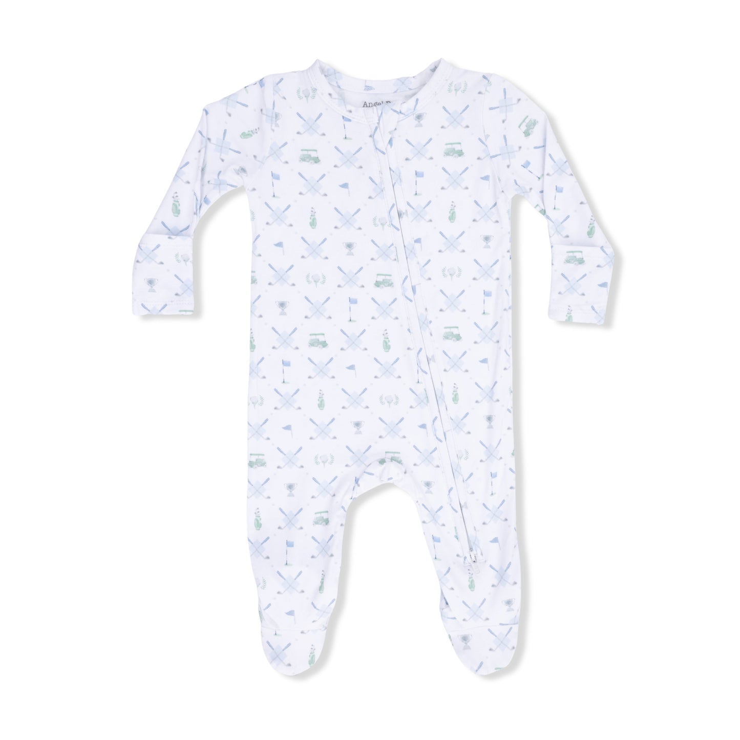 Golf Trellis Blue - 2 Way Zipper Footie