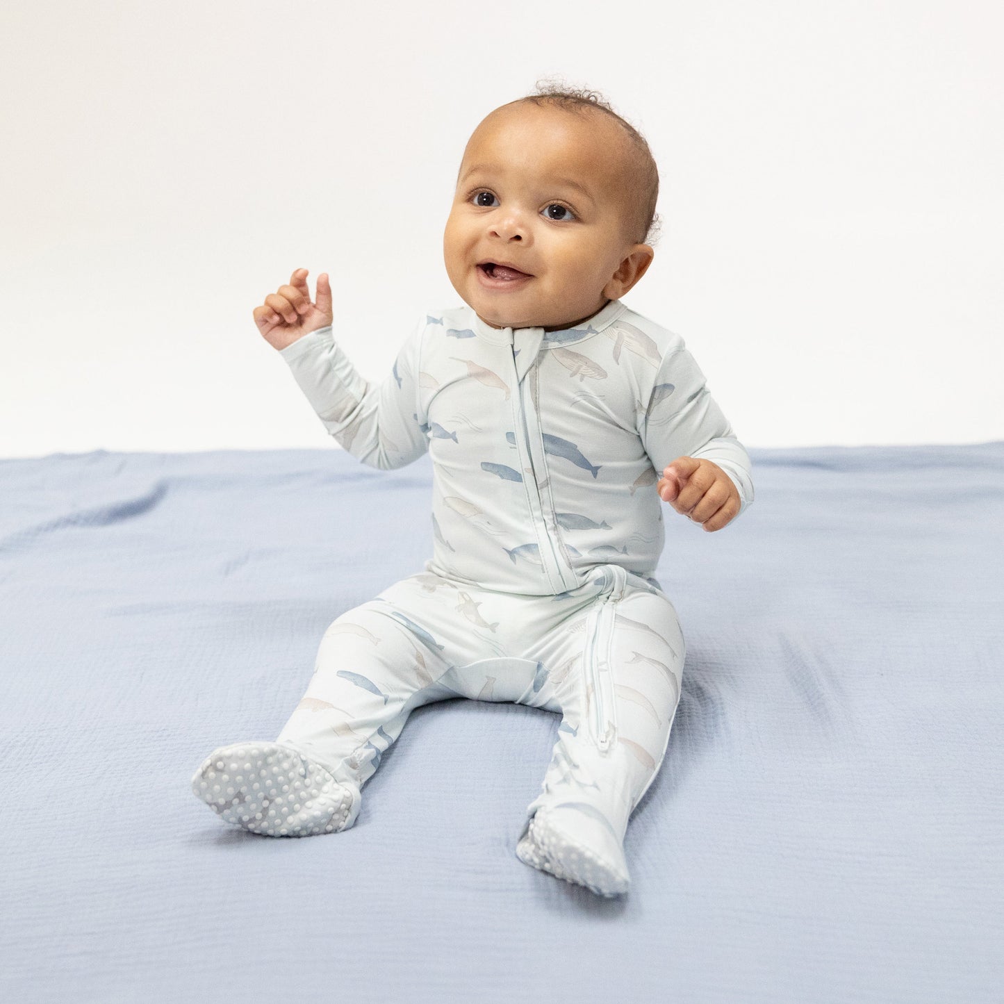 Little Whales - 2 Way Zipper Footie