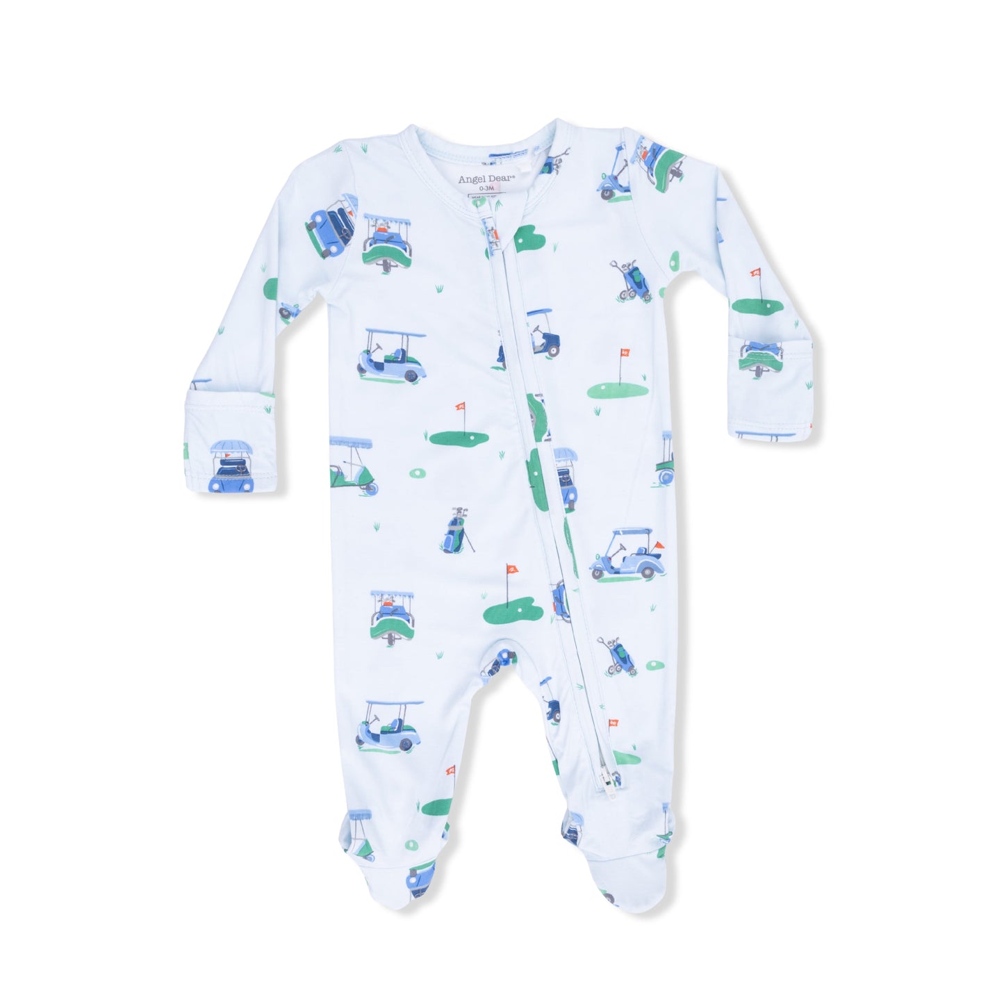 Vintage Golf Carts Blue - 2 Way Zipper Footie