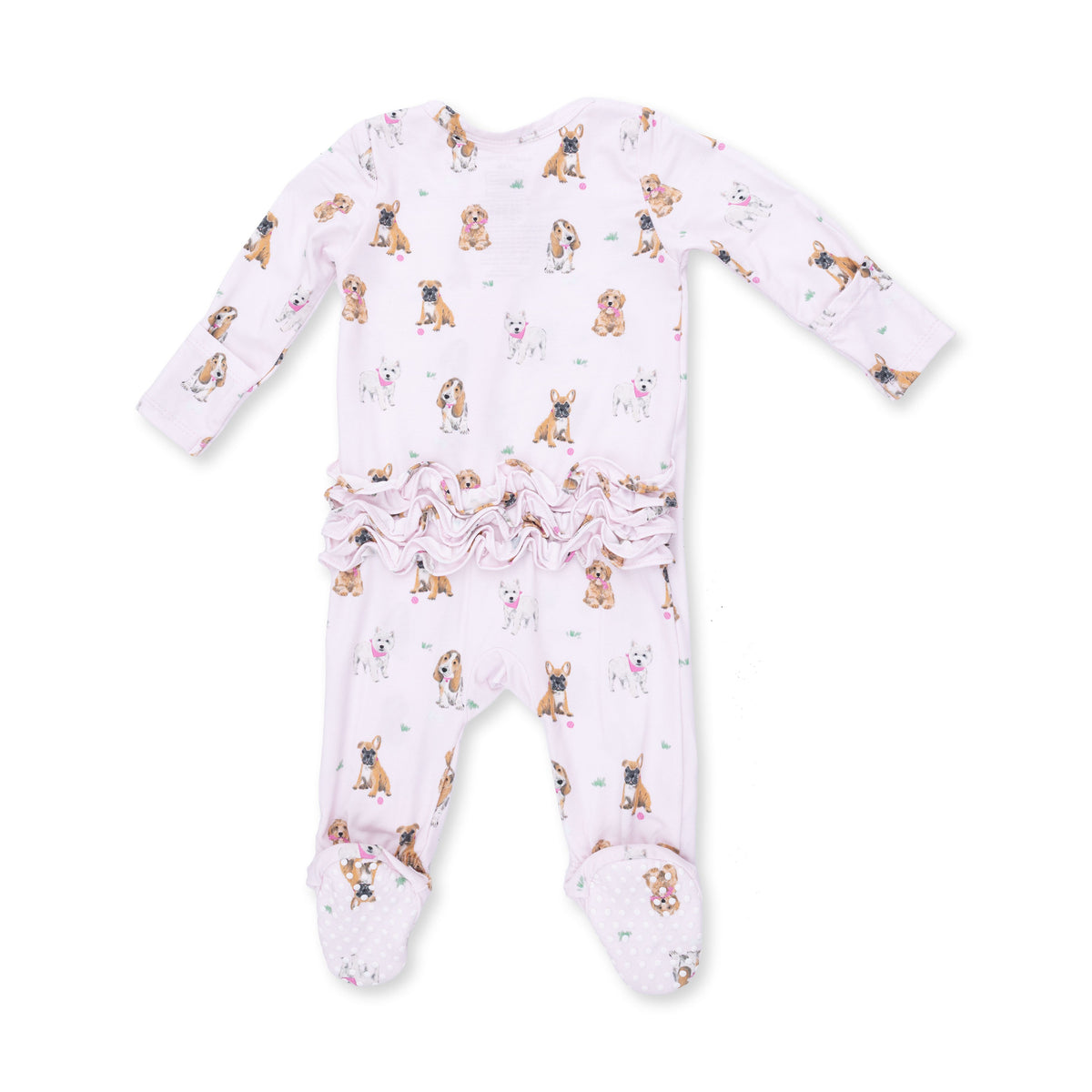 Bestie Dogs Pink - 2 Way Ruffle Back Zipper Footie