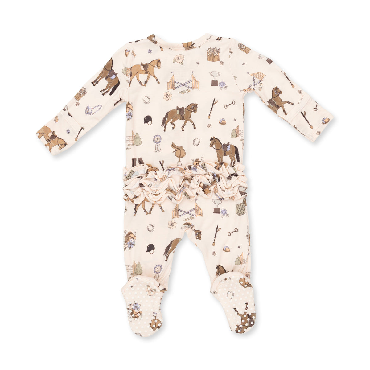 Pretty Equestrian - 2 Way Ruffle Back Zipper Footie