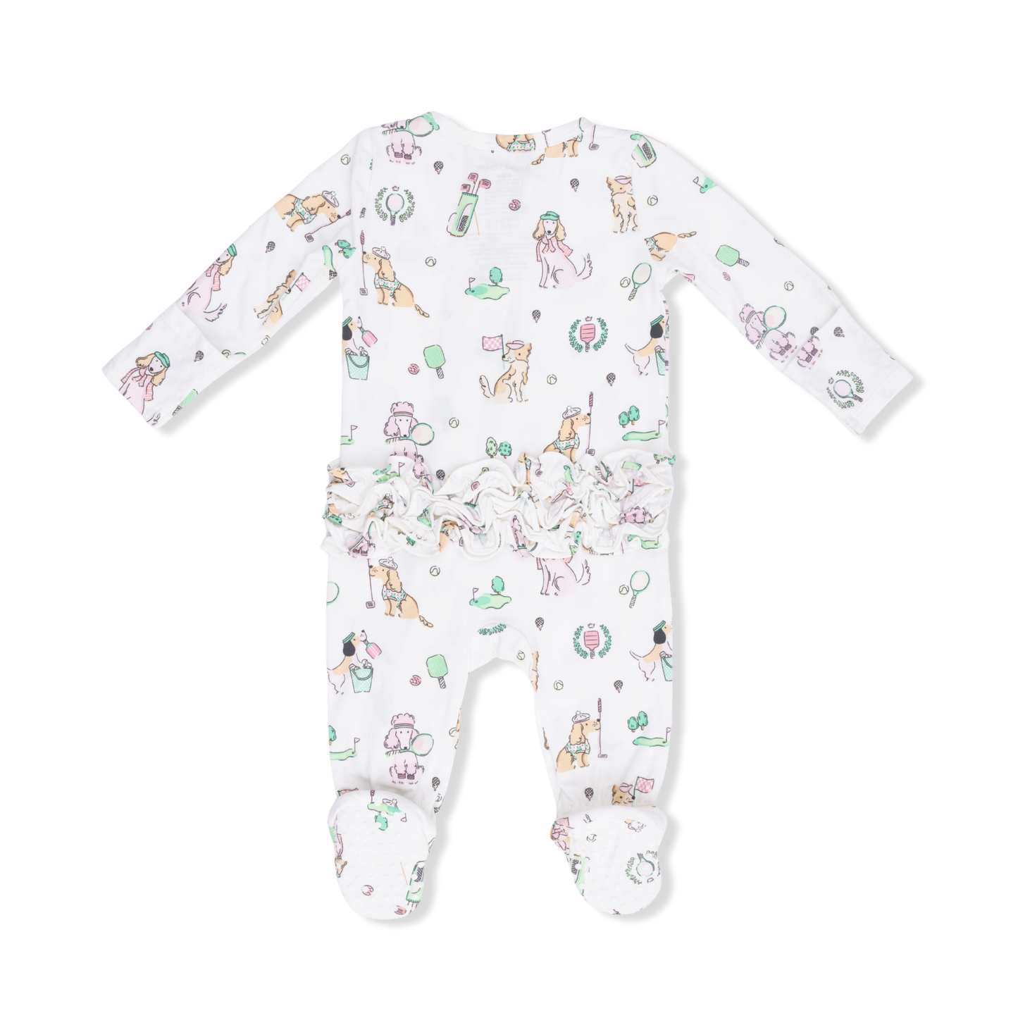 Country Club Dogs Pink - 2 Way Ruffle Back Zipper Footie