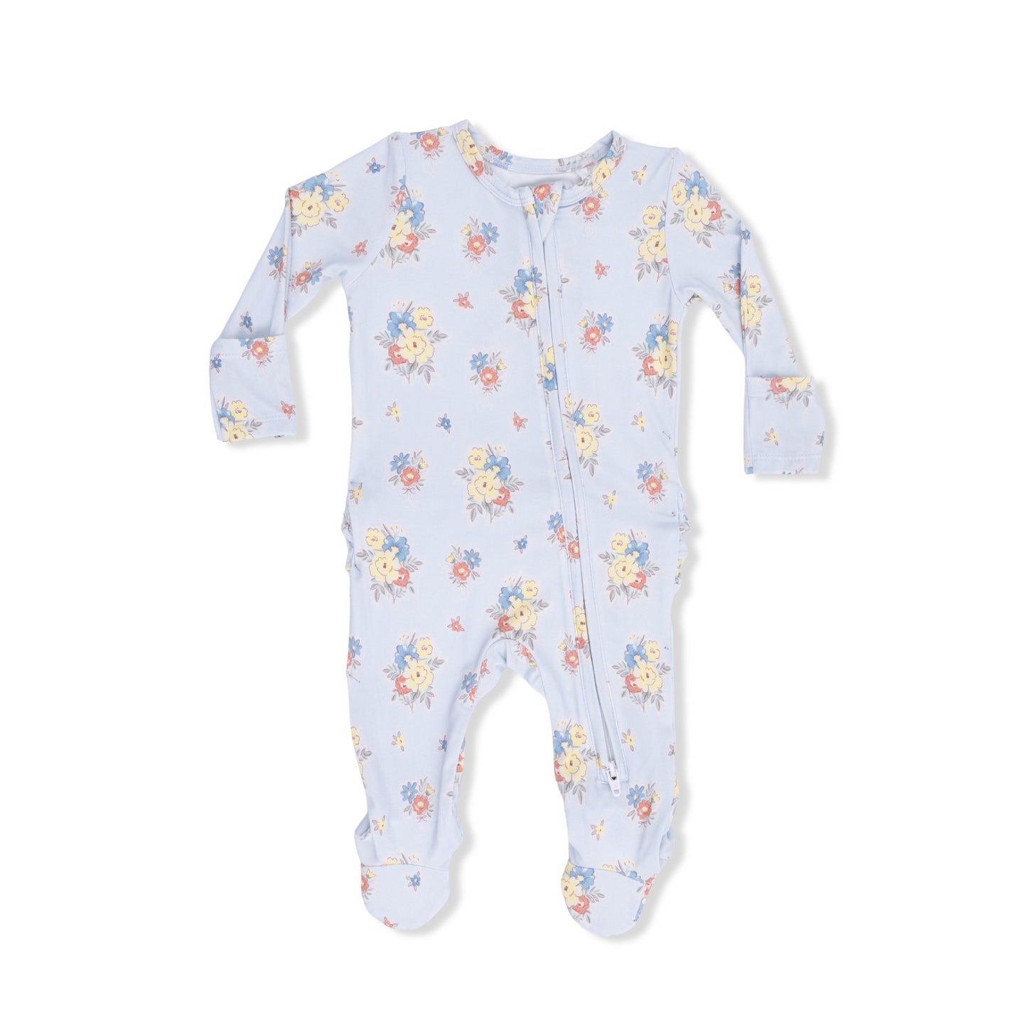 Country Stitch Floral - 2 Way Ruffle Back Zipper Footie