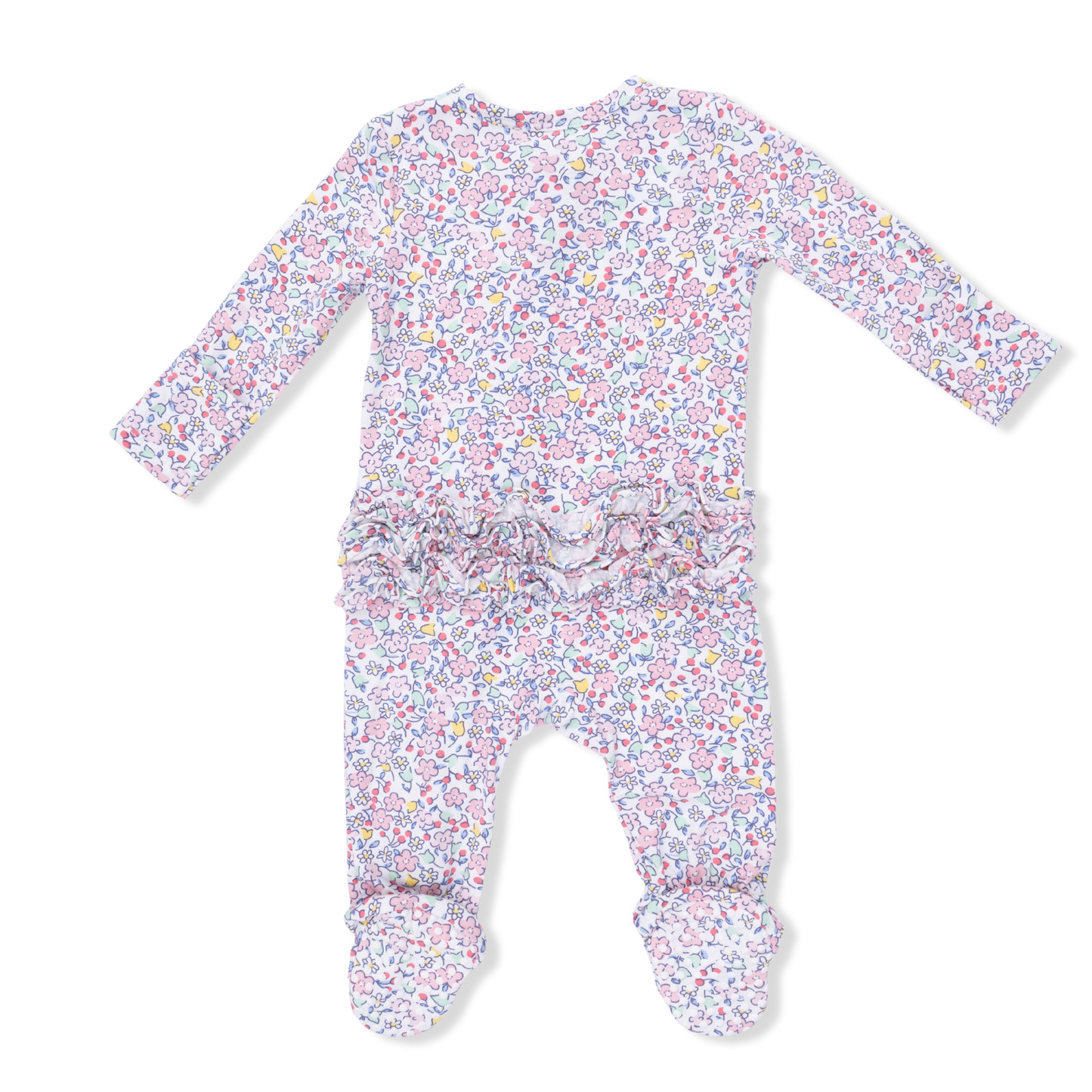 Elizabeth's Garden - 2 Way Ruffle Back Zipper Footie & Swaddle Blanket Set