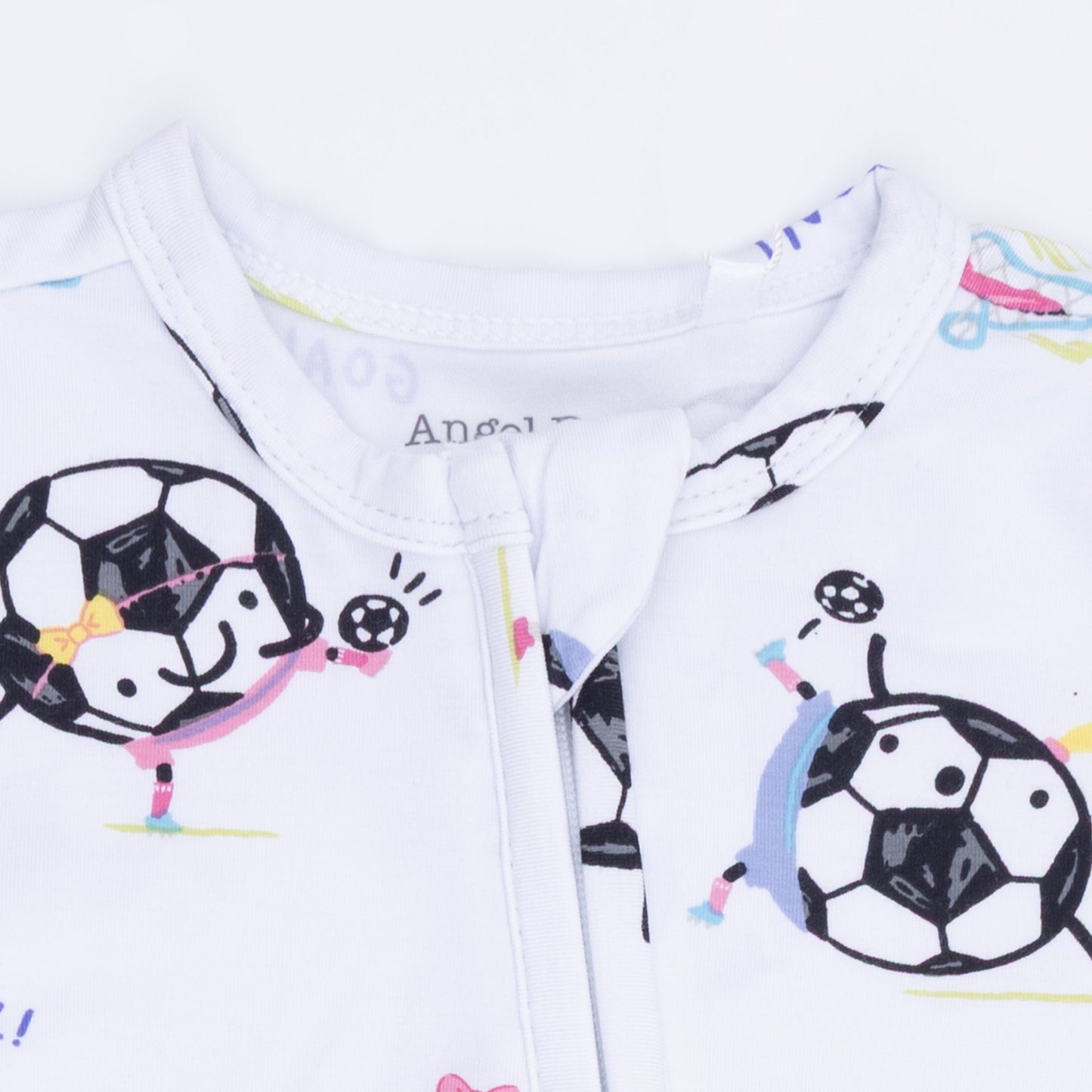 Soccer Balls Playing Soccer Pink - 2 Way Ruffle Back Zipper Footie