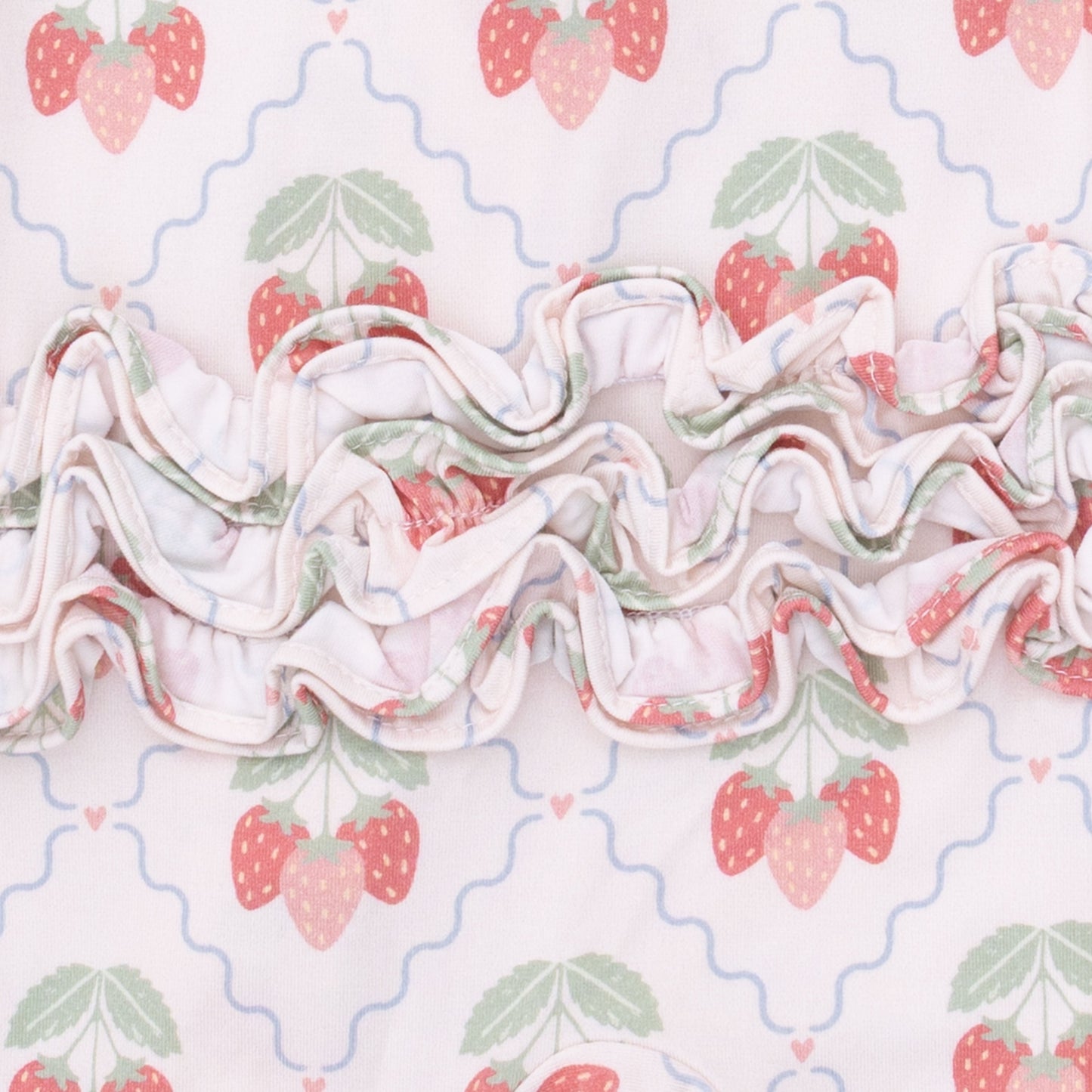 Sweet Strawberries - 2 Way Ruffle Back Zipper Footie