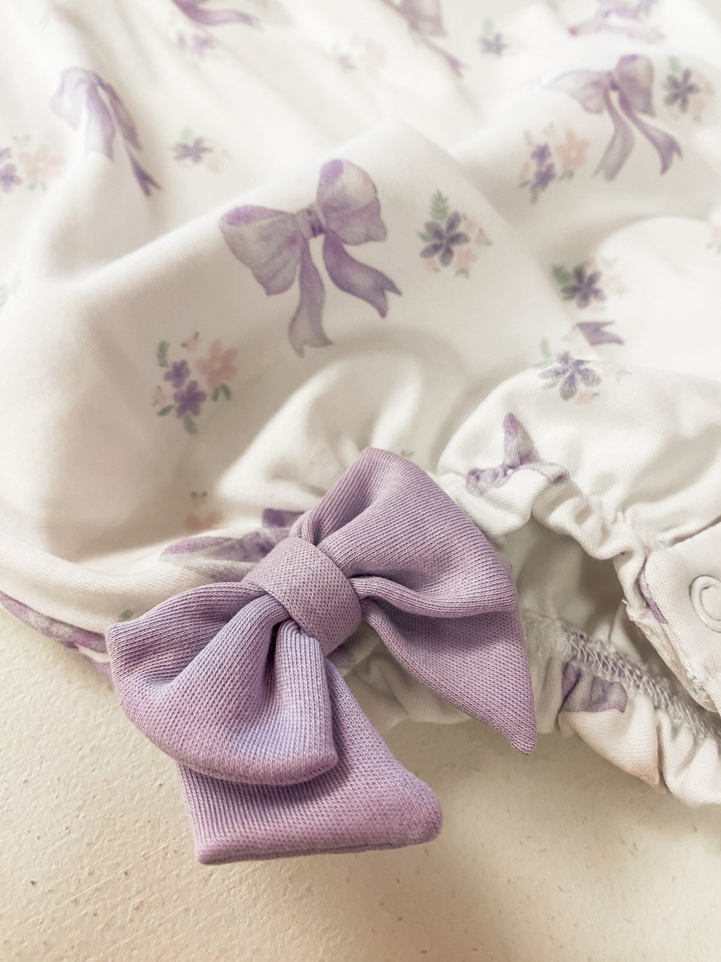 Lavender Bows Bubble w/ Ruffle Collar