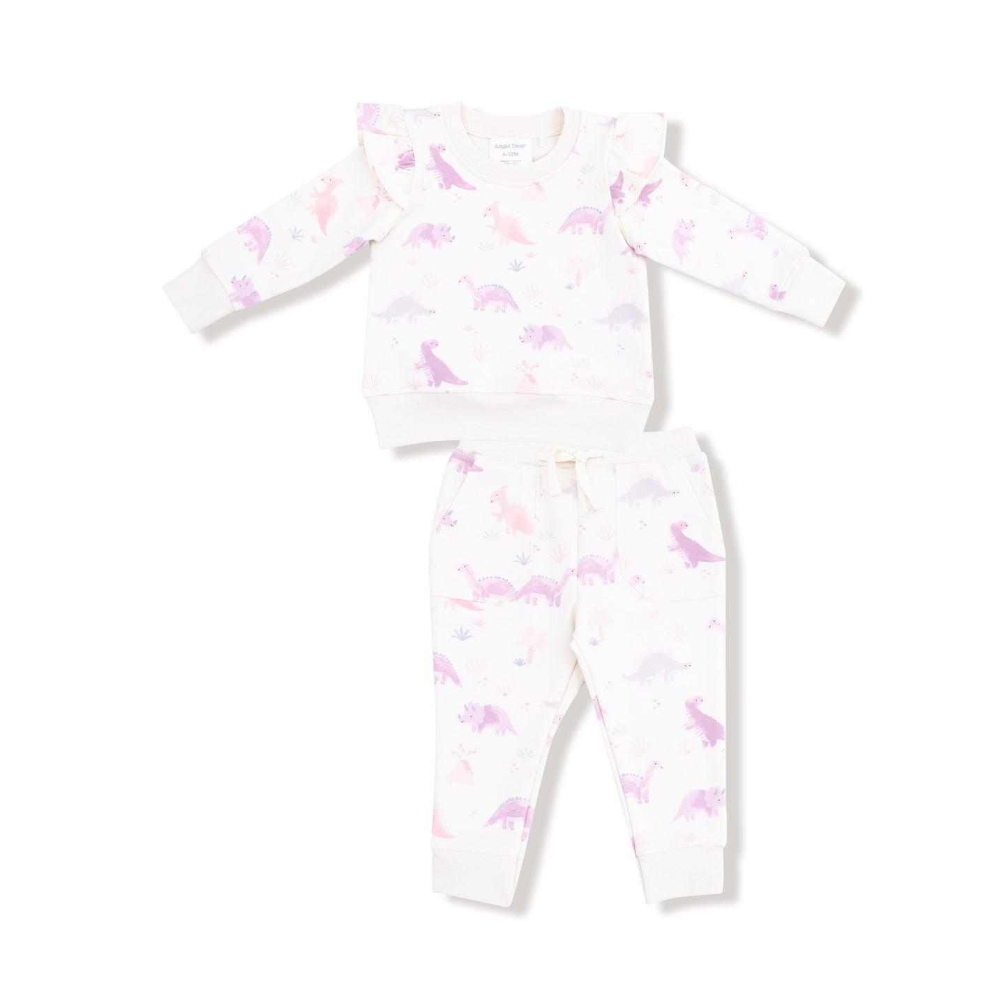 Soft Dinos- Purple - Ruffle Sweatshirt and Jogger Pant