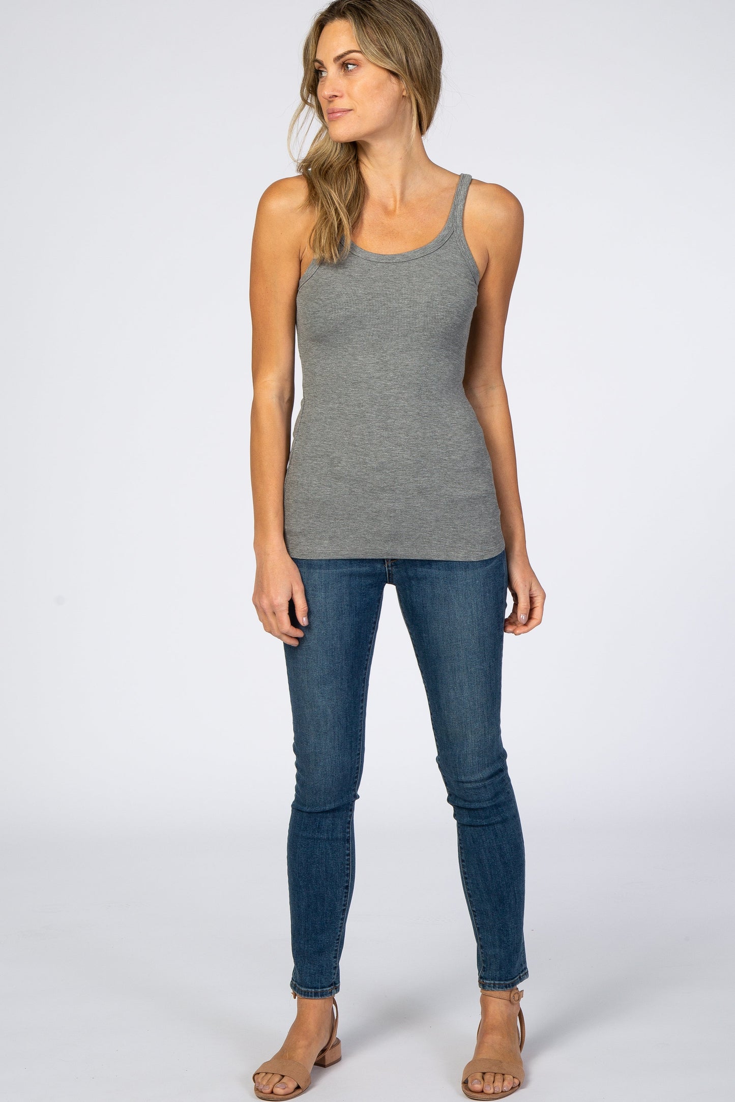 Heather Grey Ribbed Tank Top
