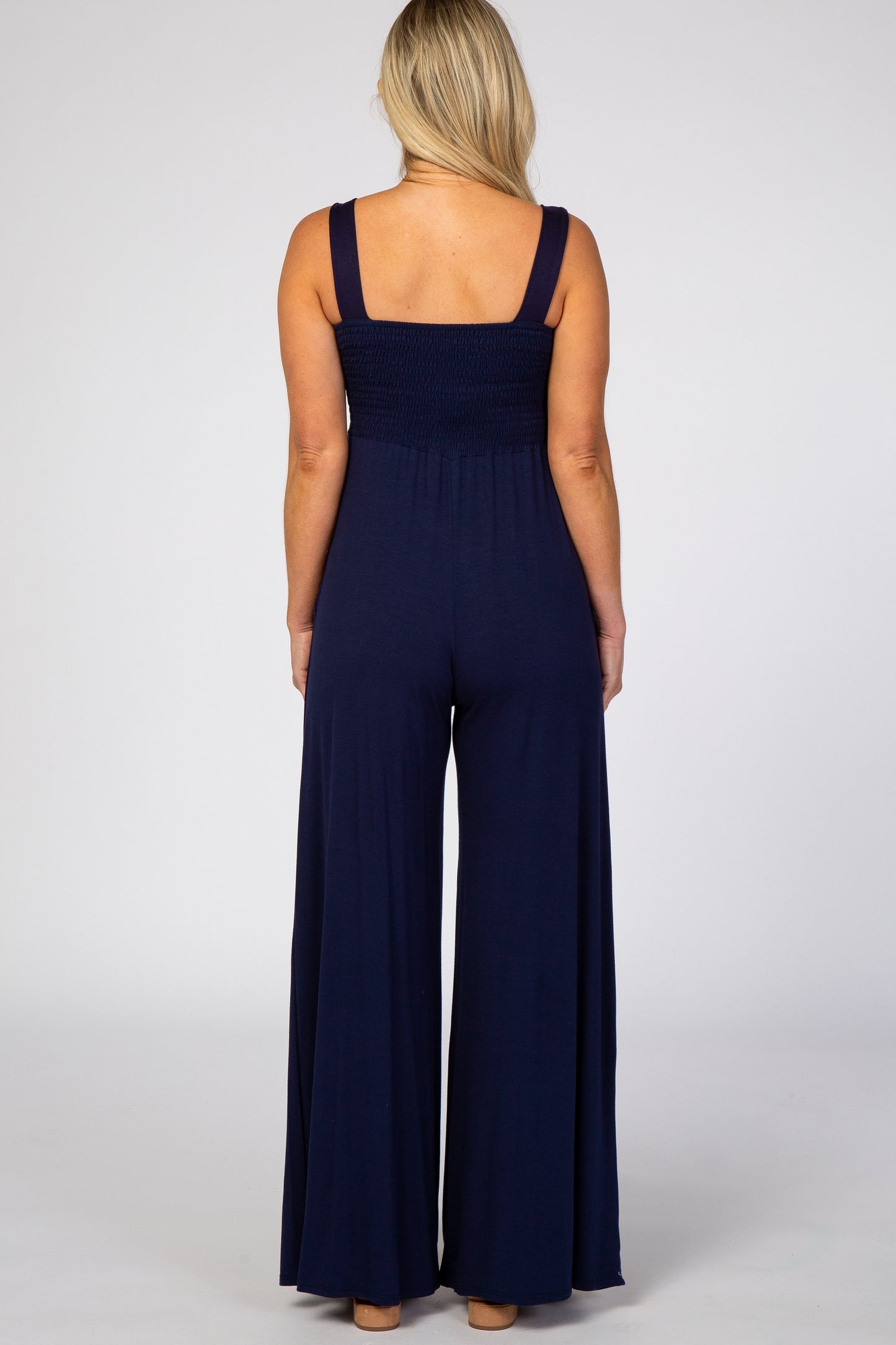 Navy Sleeveless Wide Leg Maternity Jumpsuit