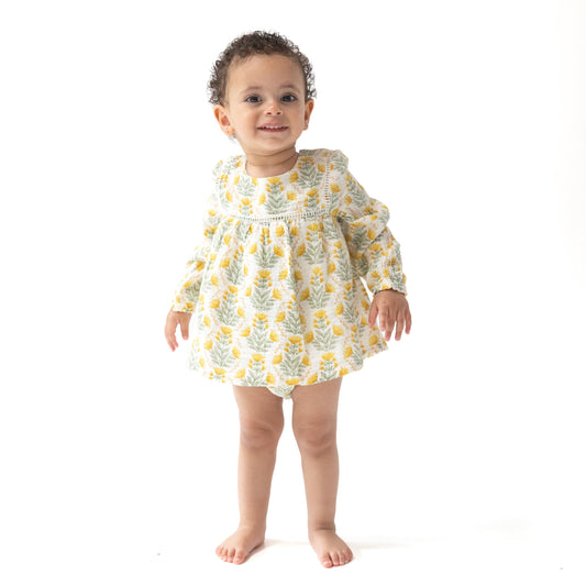 Winter Dandelions - Puffed Long Sleeve Bubble with Skirt